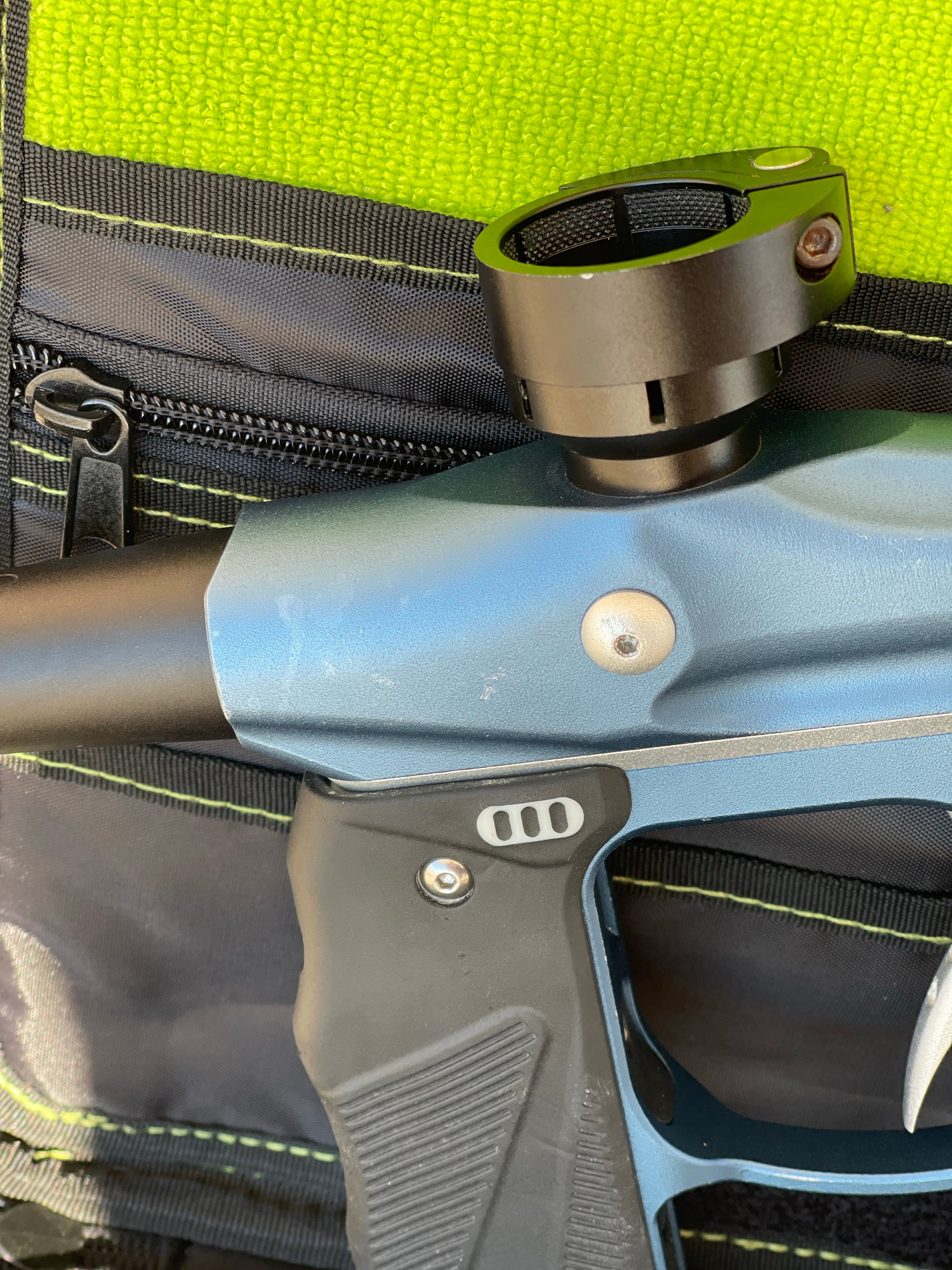 Used Empire Mini GS Paintball Gun - Blue/Silver w/ 14" 1 Piece Proto Barrel - Image 15
