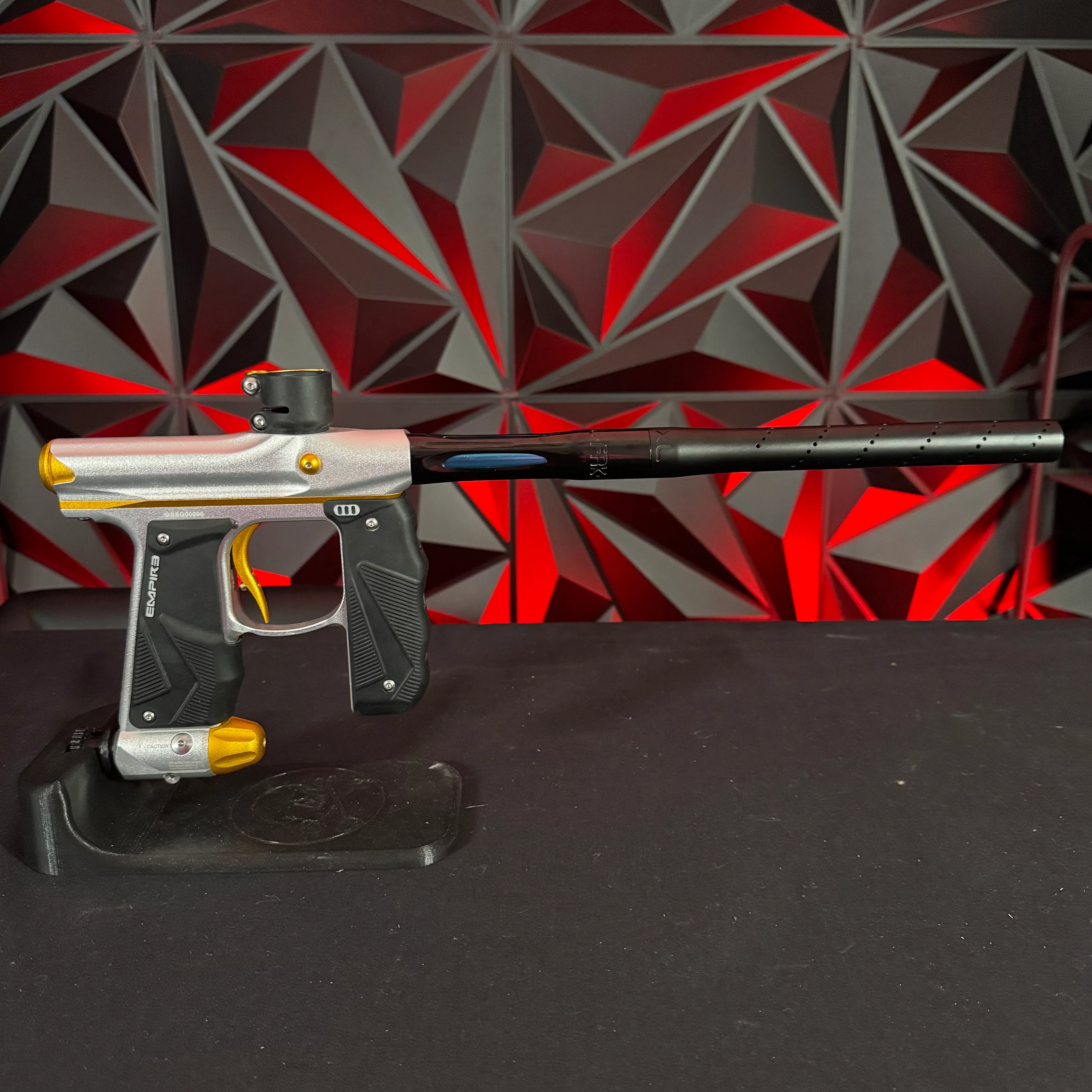 Used Empire Mini GS Paintball Gun - Dust Silver/Dust Gold w/Freak XL Barrel System - Image 6
