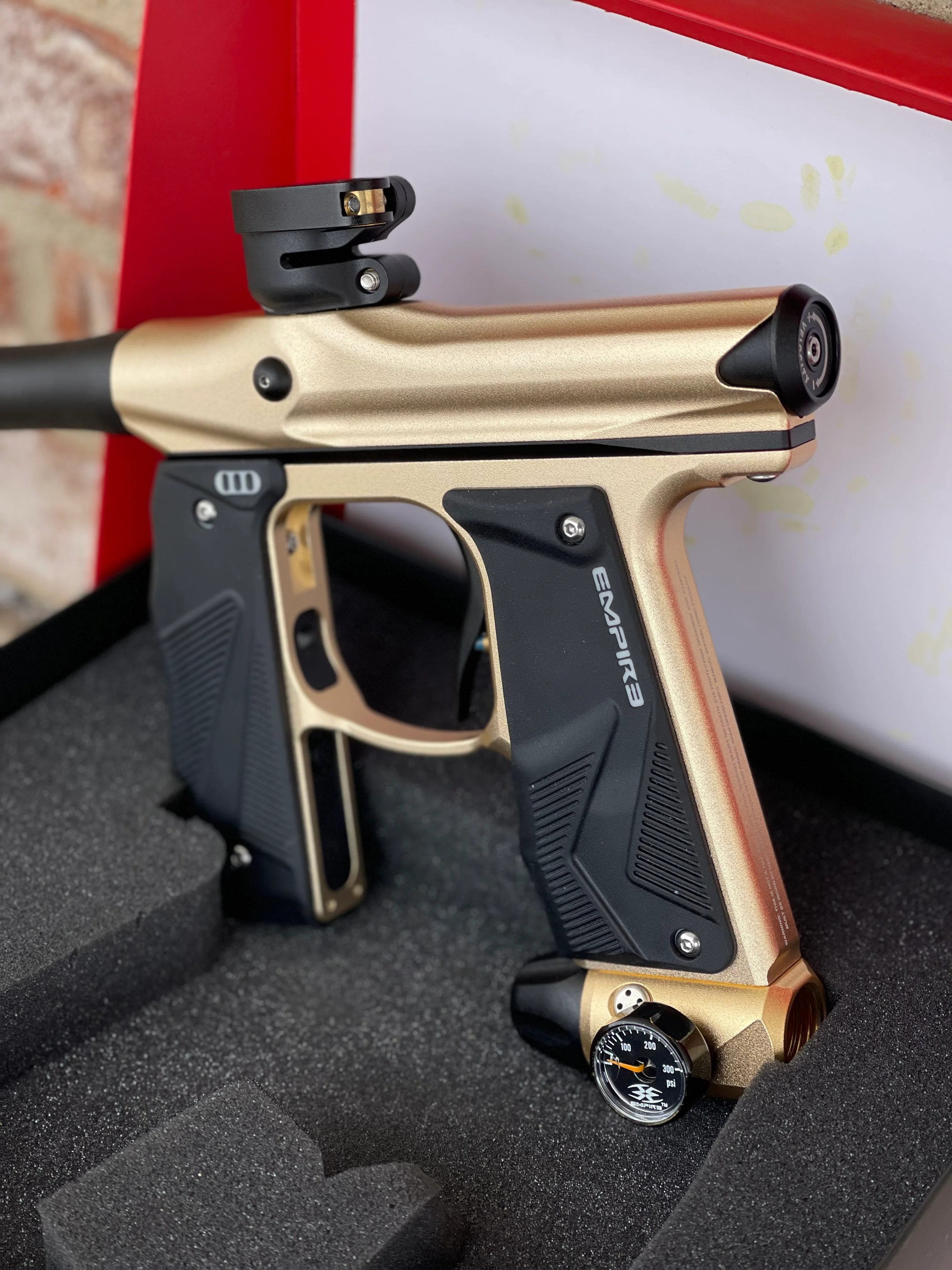 Used Empire Mini GS Paintball Gun - Dust Tan/Black w/ 2 Piece Barrel - Image 4