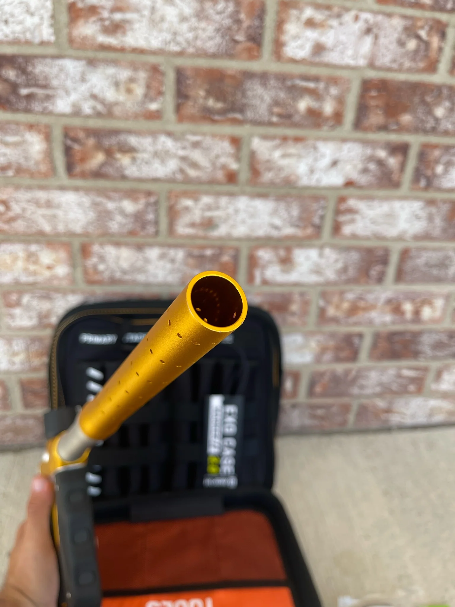 Used Empire Mini GS Paintball Gun w/ 2 Piece Barrel - Dust Gold / Silver w/ HK Army Exo 2.0 Marker Case - Image 10