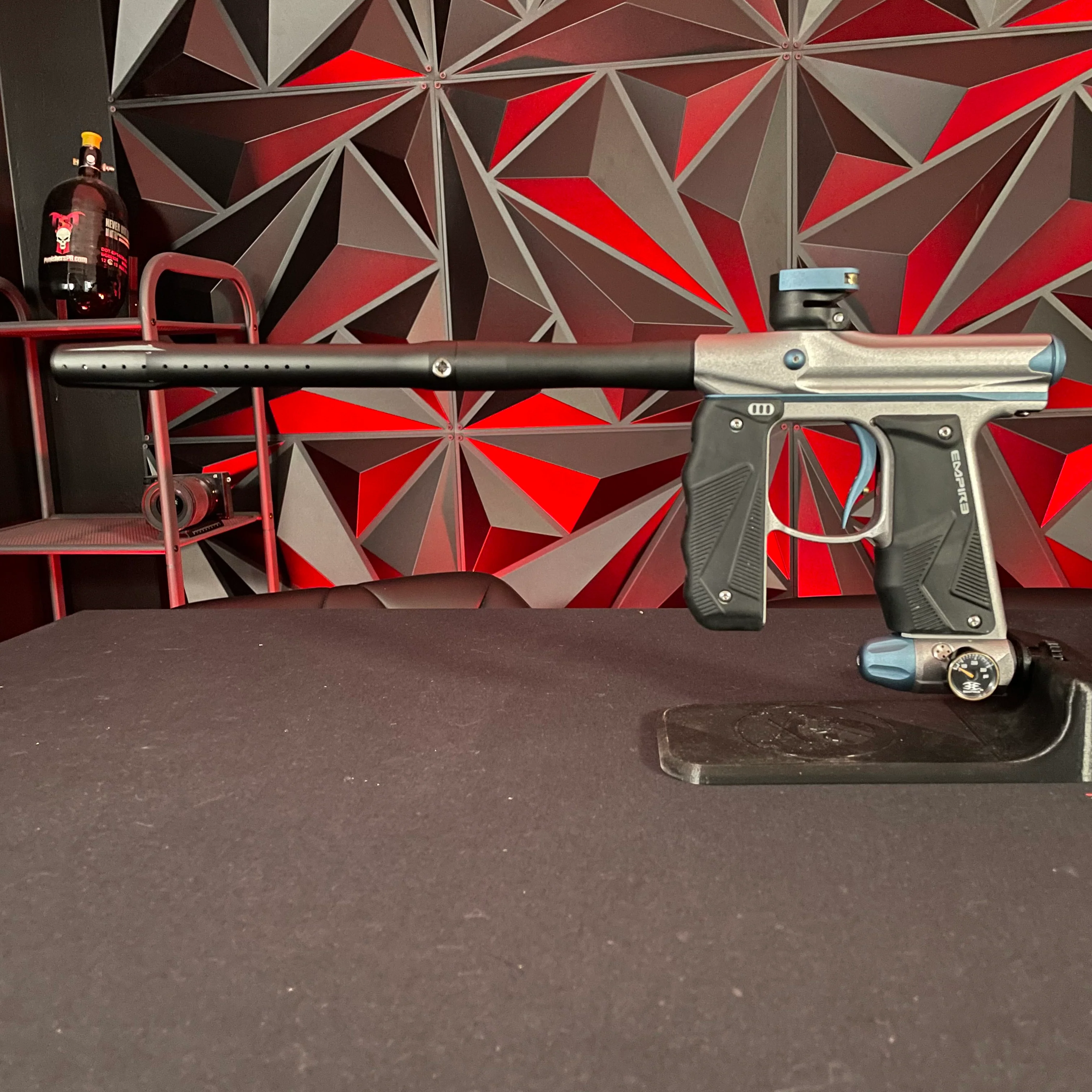 Used Empire Mini GS Paintball Gun - Grey/Blue w/Freak Jr Barrel - Image 6