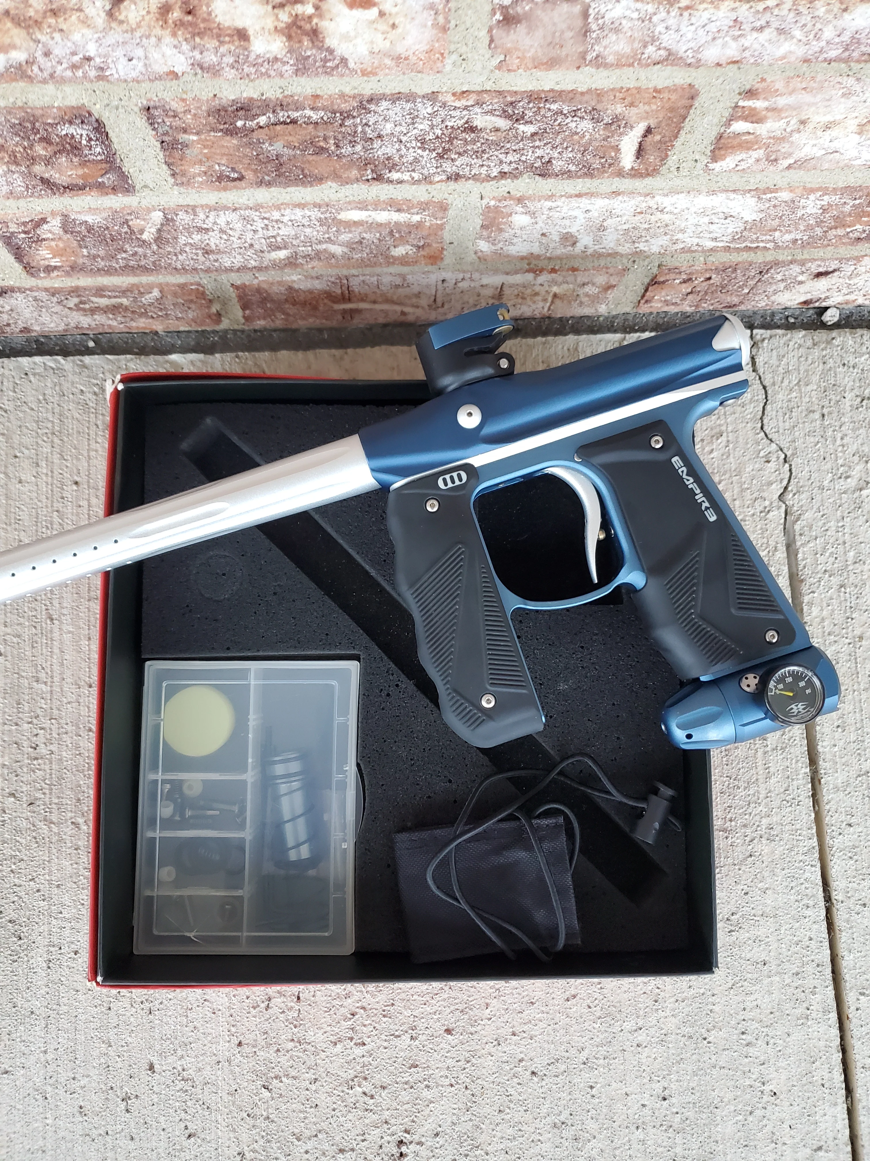 Used Empire Mini GS Paintball Gun - Navy  / Silver - Image 5