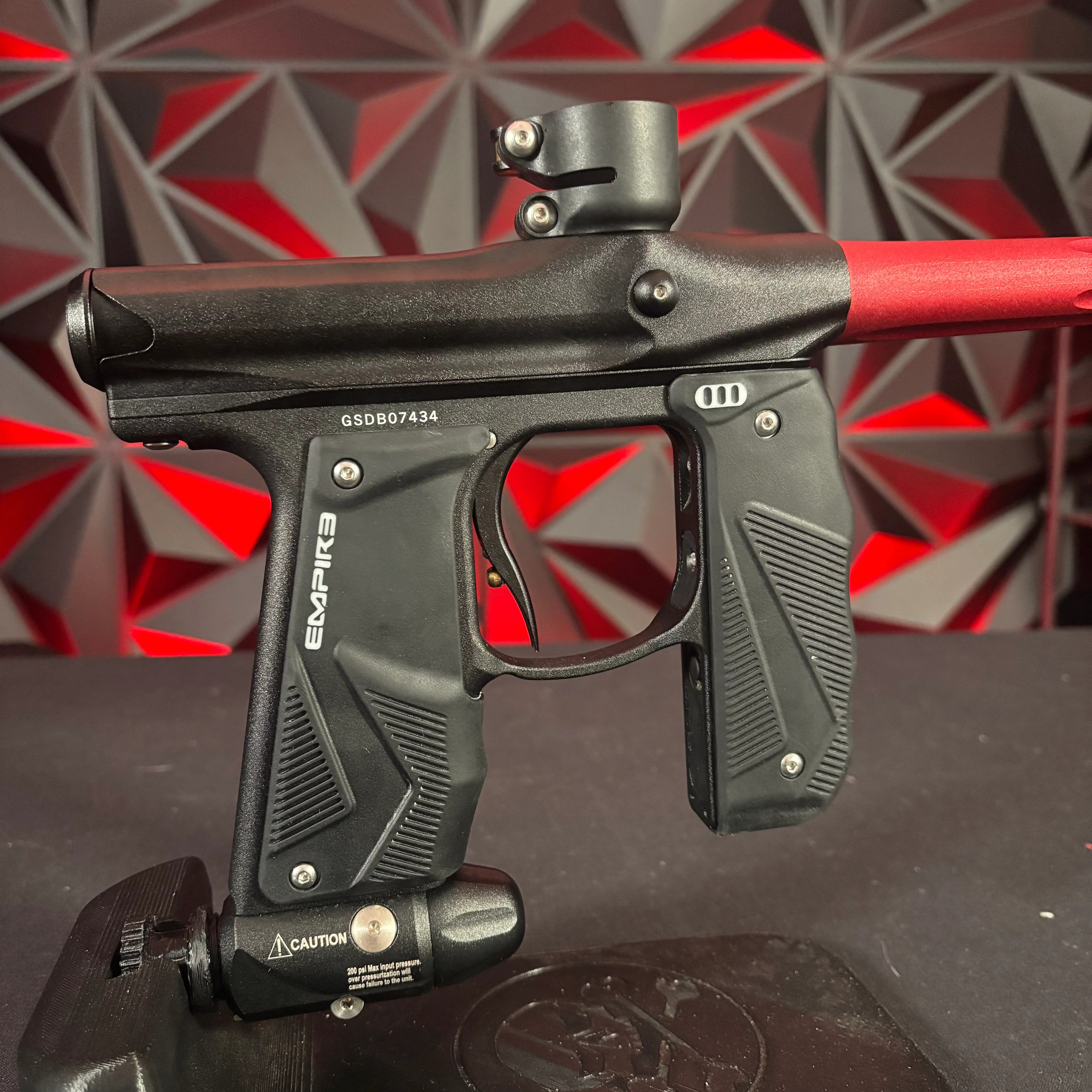 Used Empire Mini GS Paintball Marker - Dust Black /w Red Barrel - Image 2