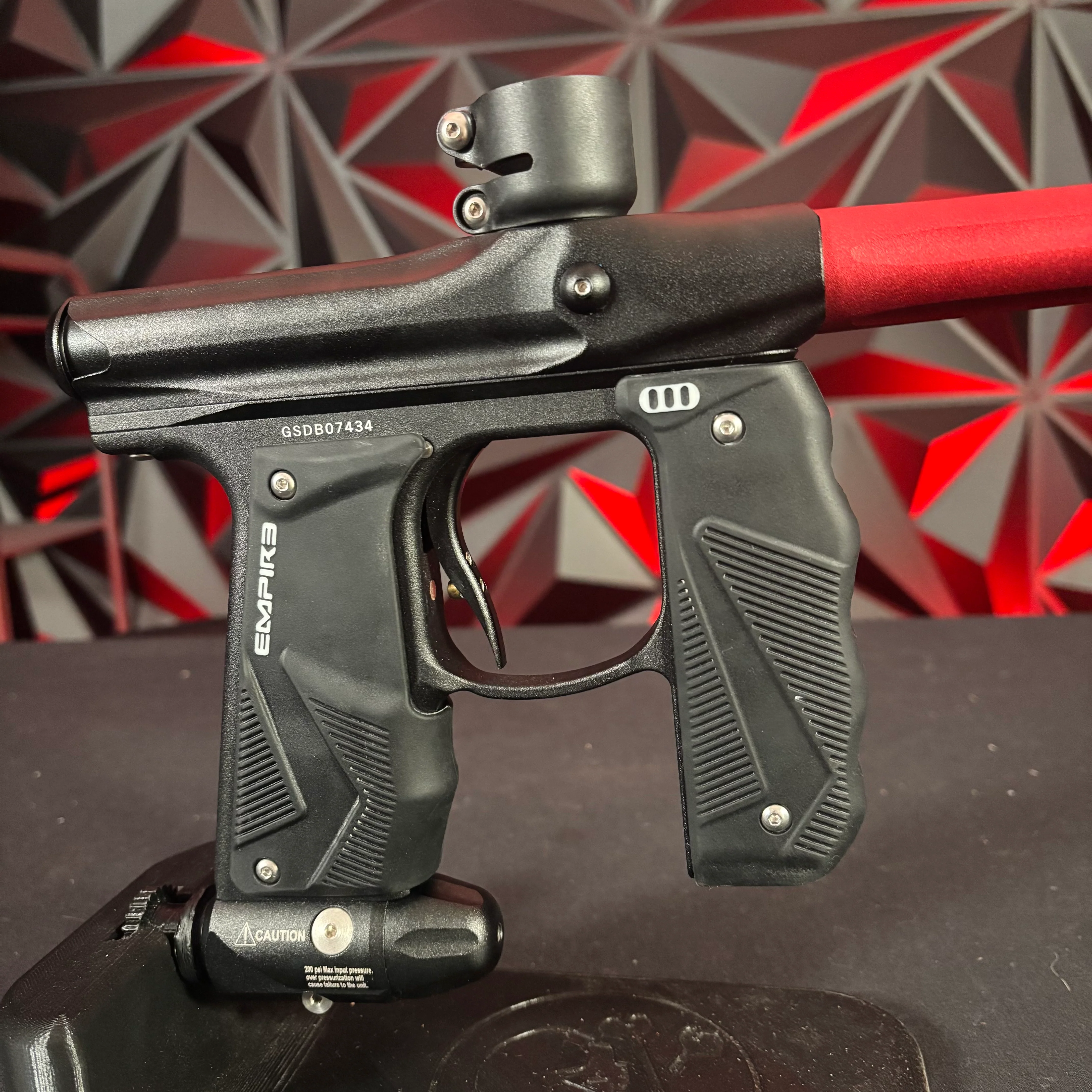 Used Empire Mini GS Paintball Marker - Dust Black /w Red Barrel - Image 3