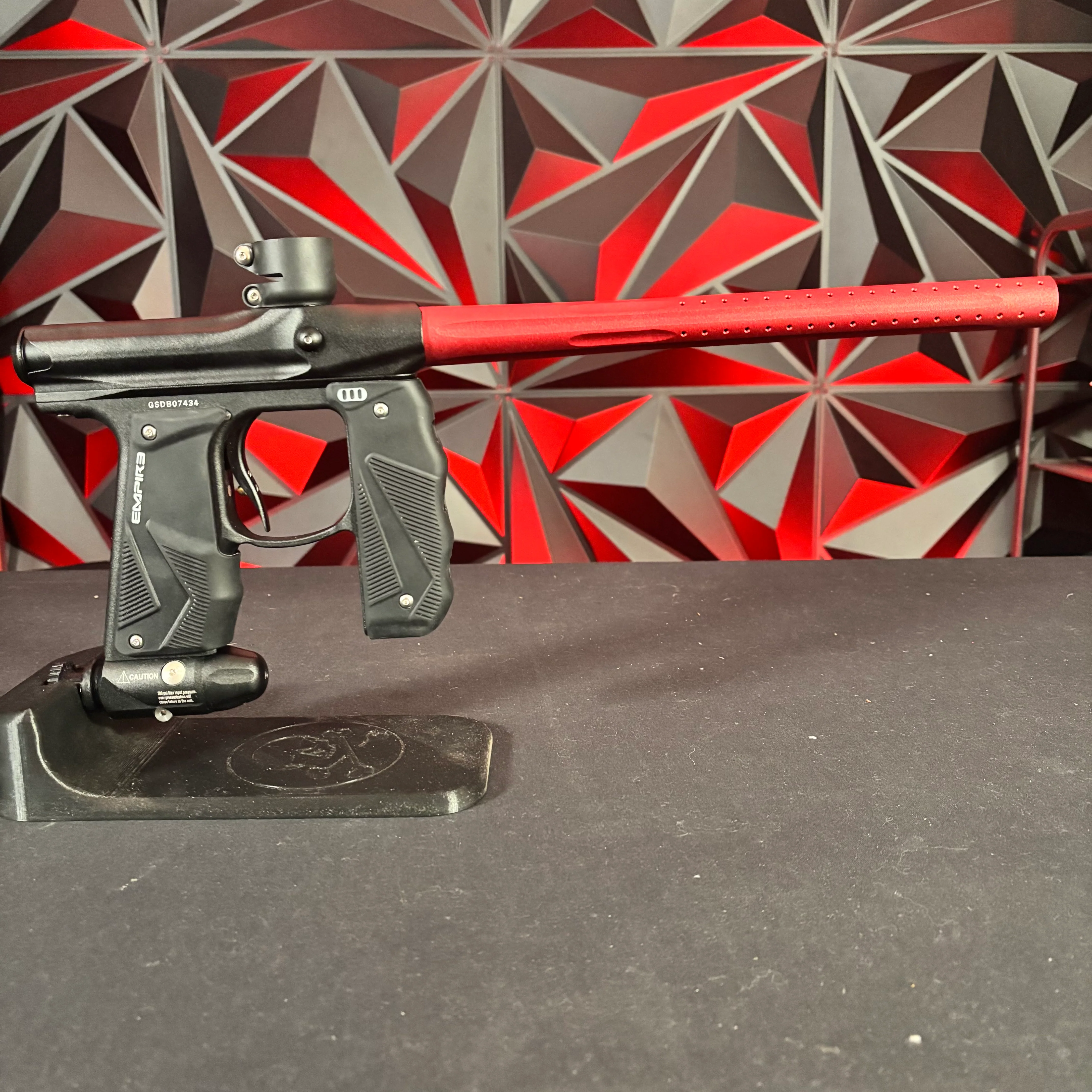 Used Empire Mini GS Paintball Marker - Dust Black /w Red Barrel - Image 6