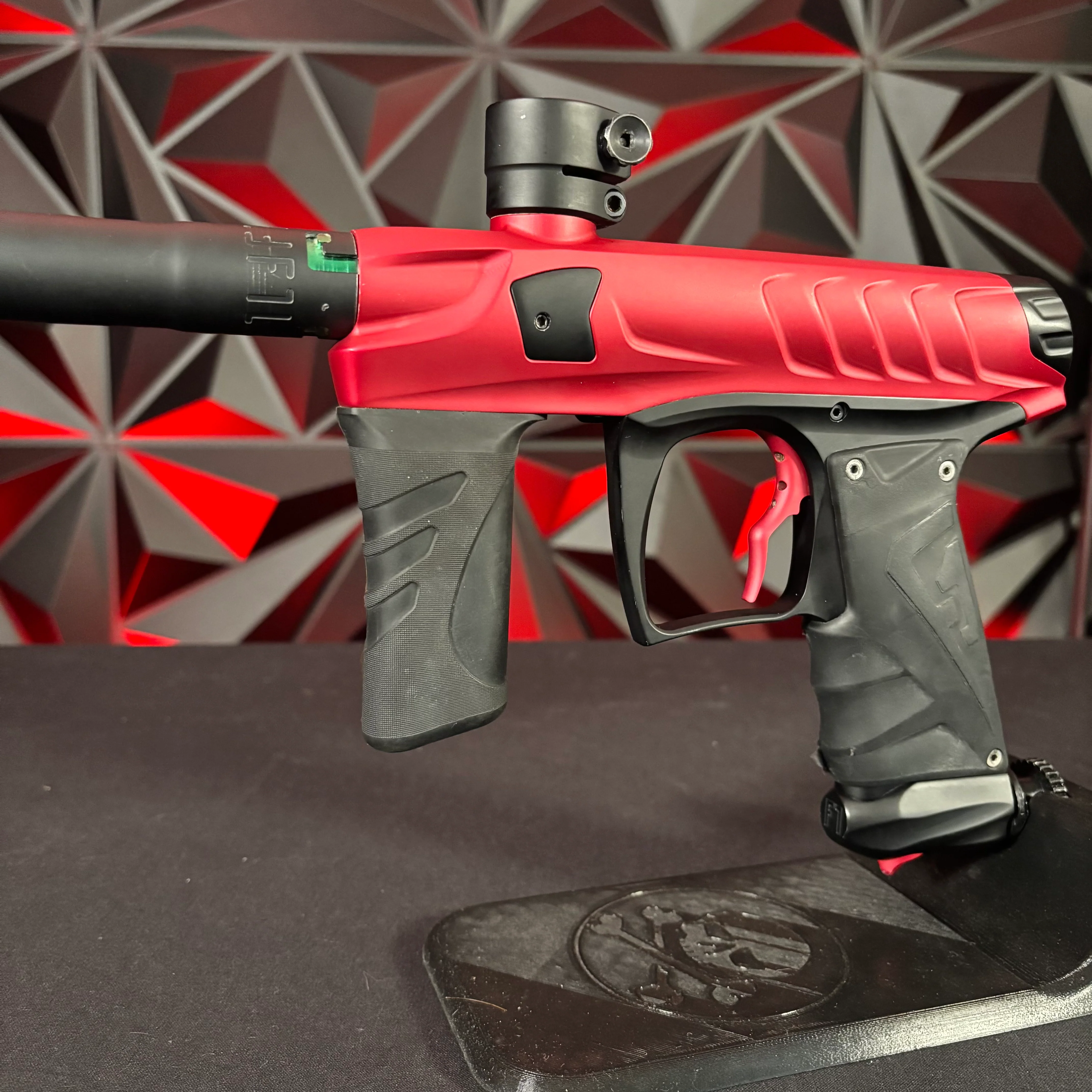 Used Field One Force Paintball Gun - Dust Red/Black w/V2 Upgrades *Except V2 Pillow Tip*, Uzaraski Grip, Stock Grip, Deuce Trigger, S Trigger, & 2 Lipo Batteries - Image 5