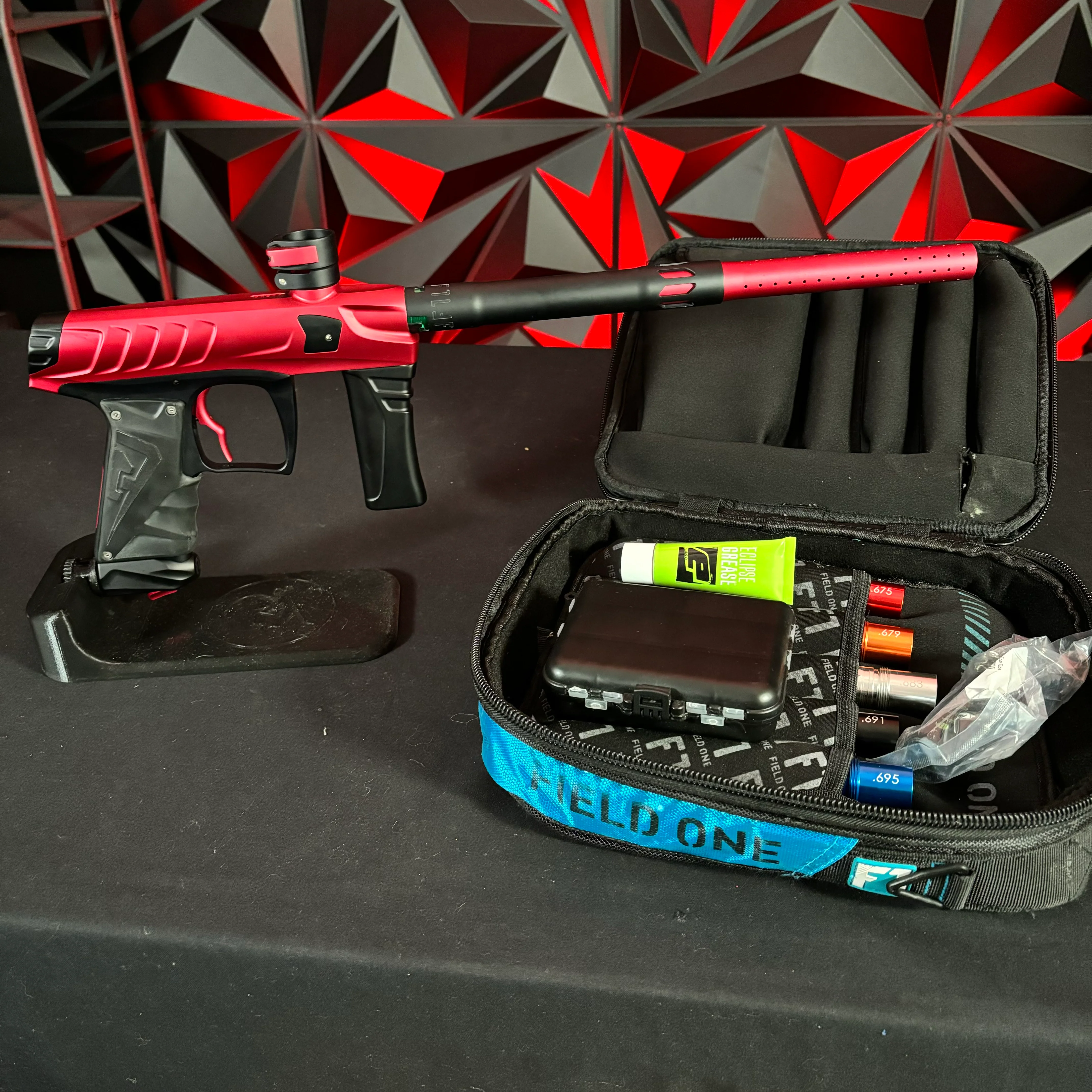 Used Field One Force Paintball Gun - Dust Red / Black w/FULL Acculock Insert Kit - Image 7