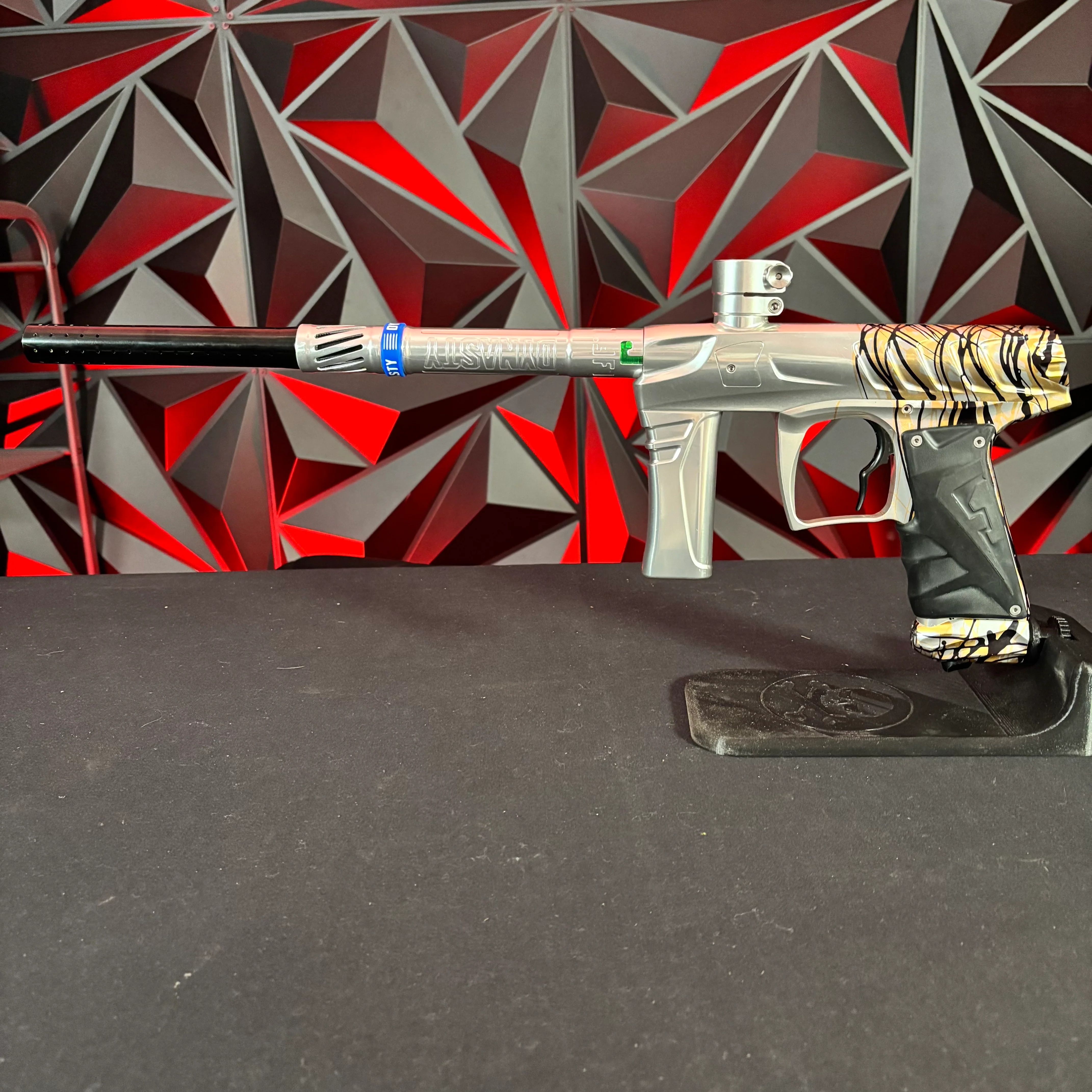 Used Field One Force Paintball Gun - Polished Gold/Black/Silver Splash & 3 Acculock Inserts - Image 7