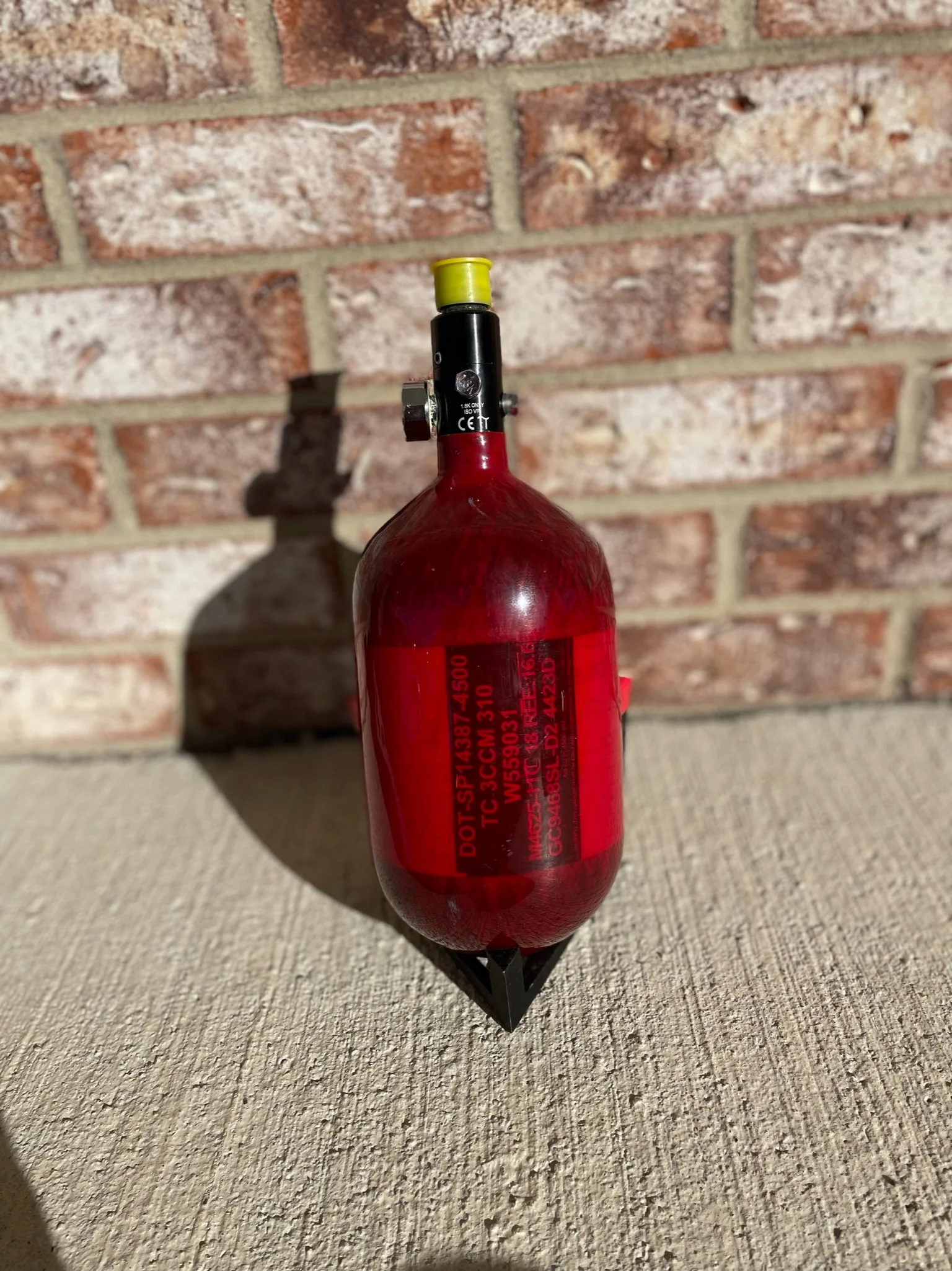 Used GI Sportz 68/4500 Paintball Tank - Red w/ Standard Reg & Thread Protector - Image 2