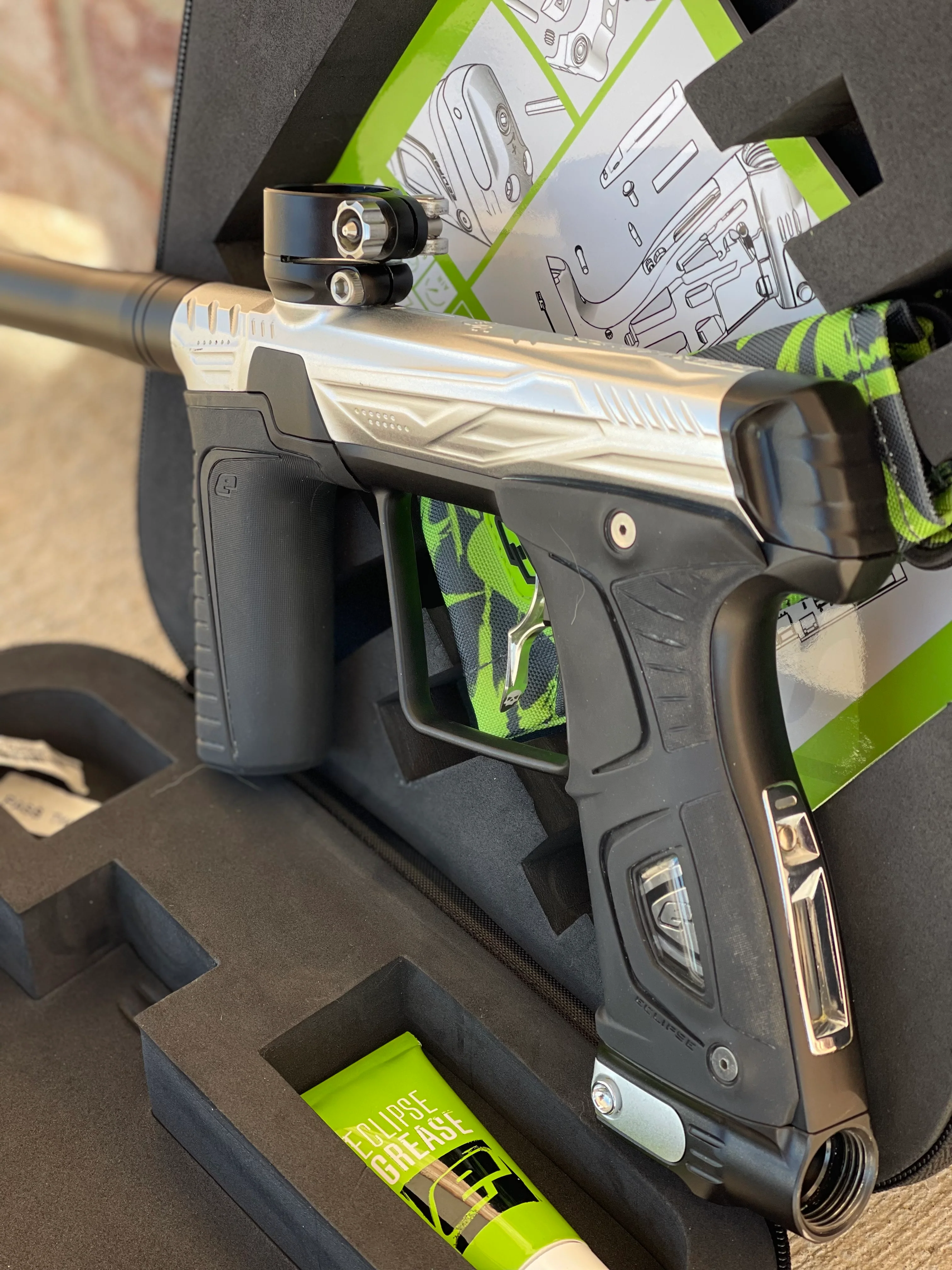 Used HK Army/Planet Eclipse Gtek 170R Paintball Gun - Silver / Black with Infamous Deuce Trigger - Image 2