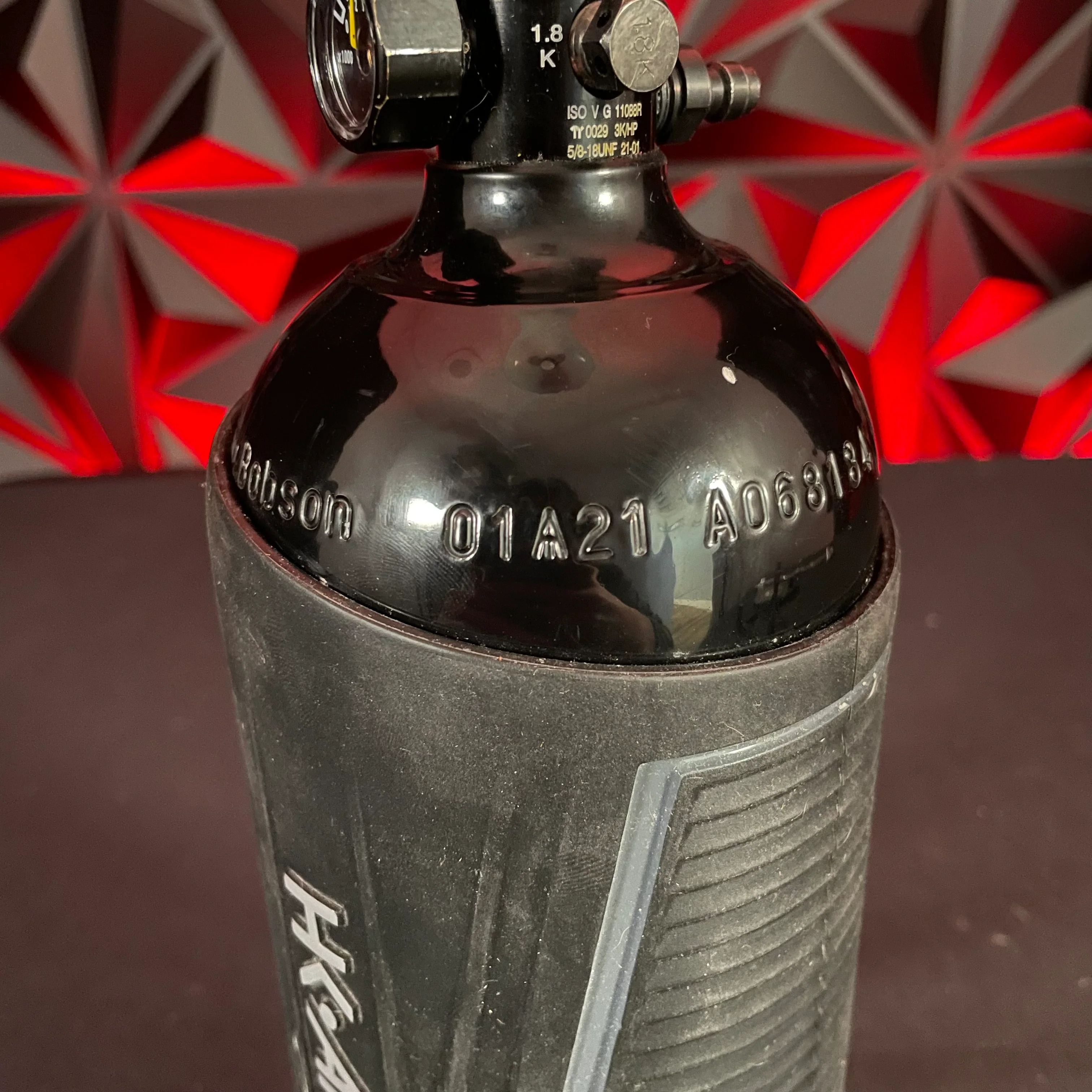 Used HK Army 48/3000 Paintball Tank - Black w/ HK Army Tank Cover - Image 3