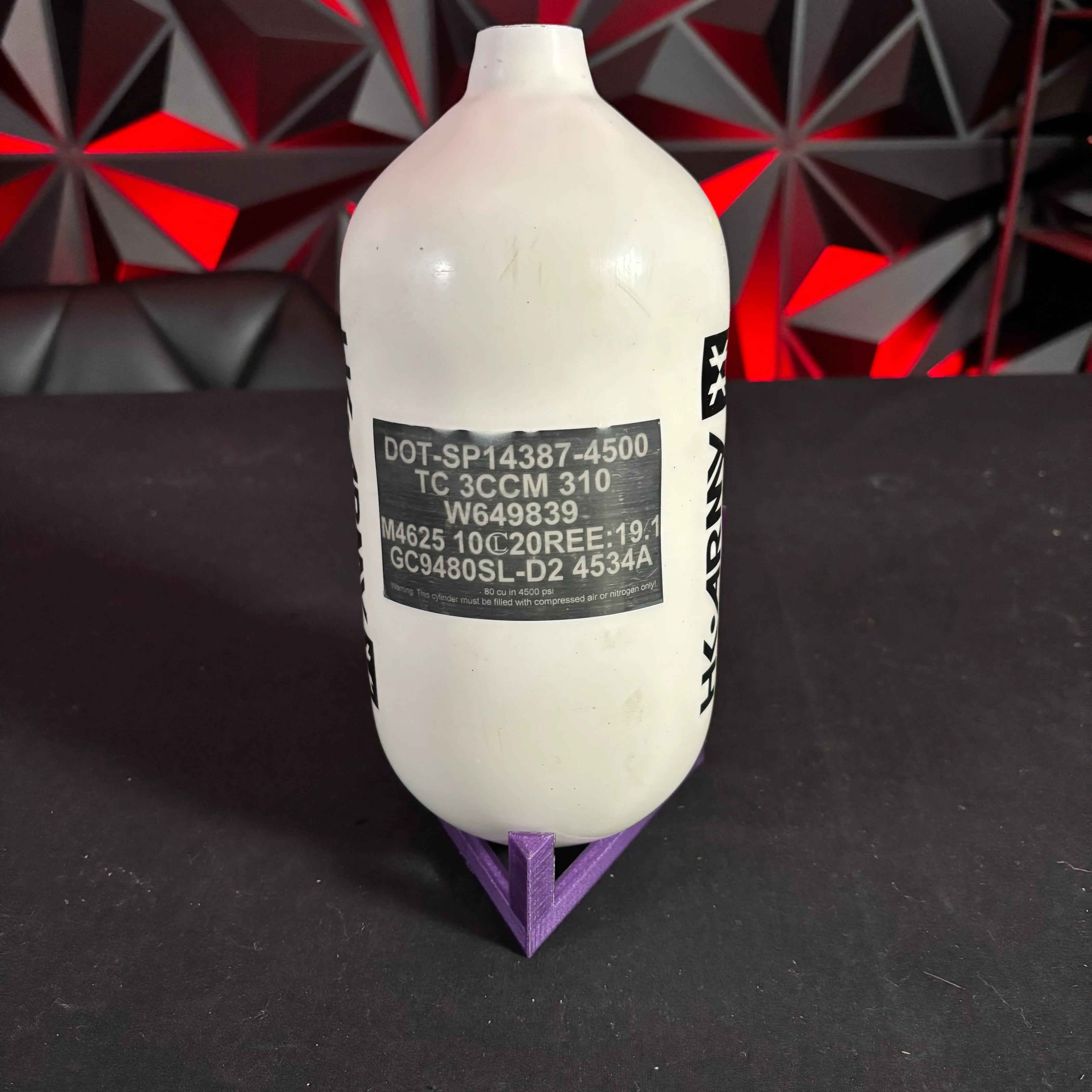 Used HK Army 68/4500 Areolite Paintball Tank - White/Black - Image 2
