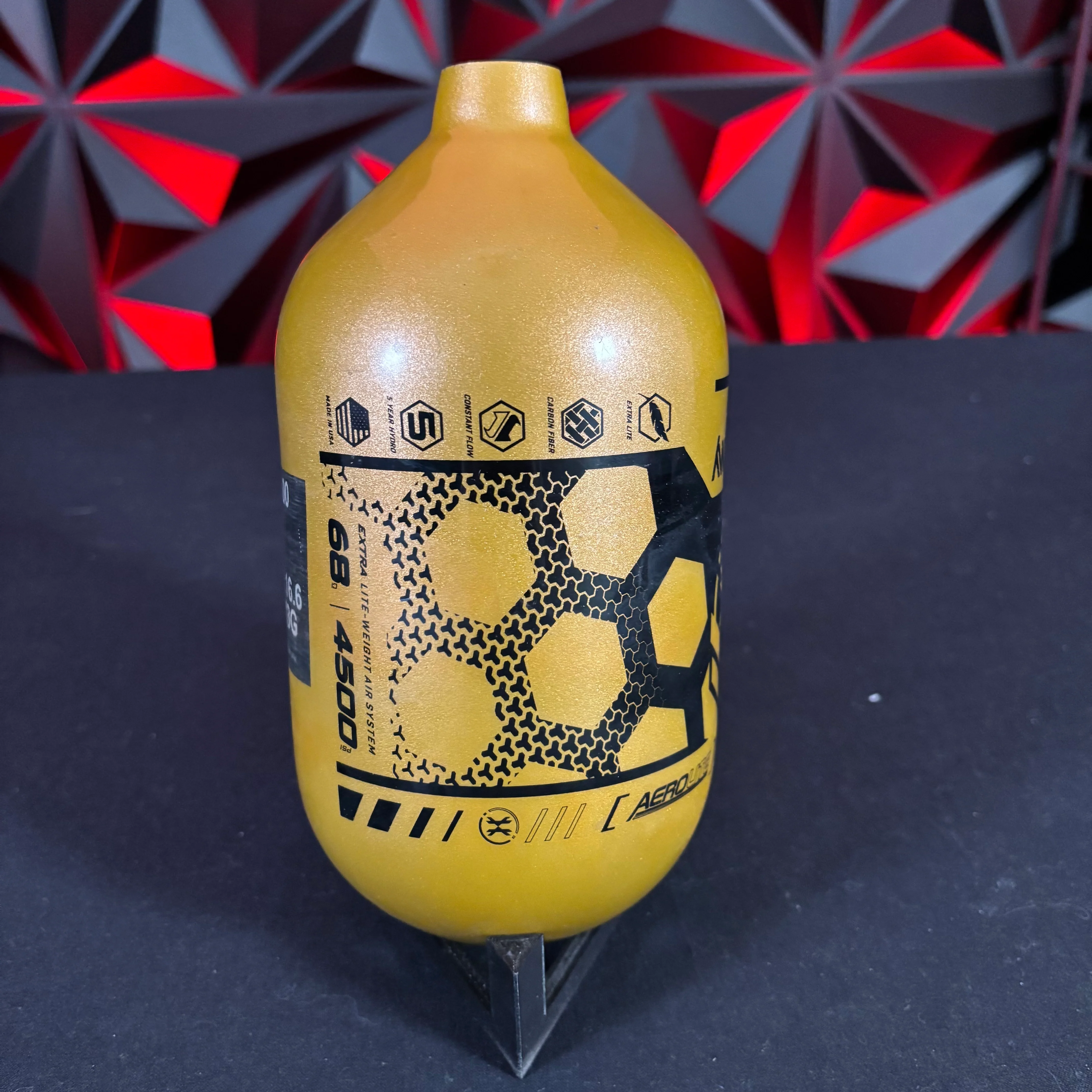 Used HK Army 68/4500 Aerolite Paintball Tank - Gold/Black