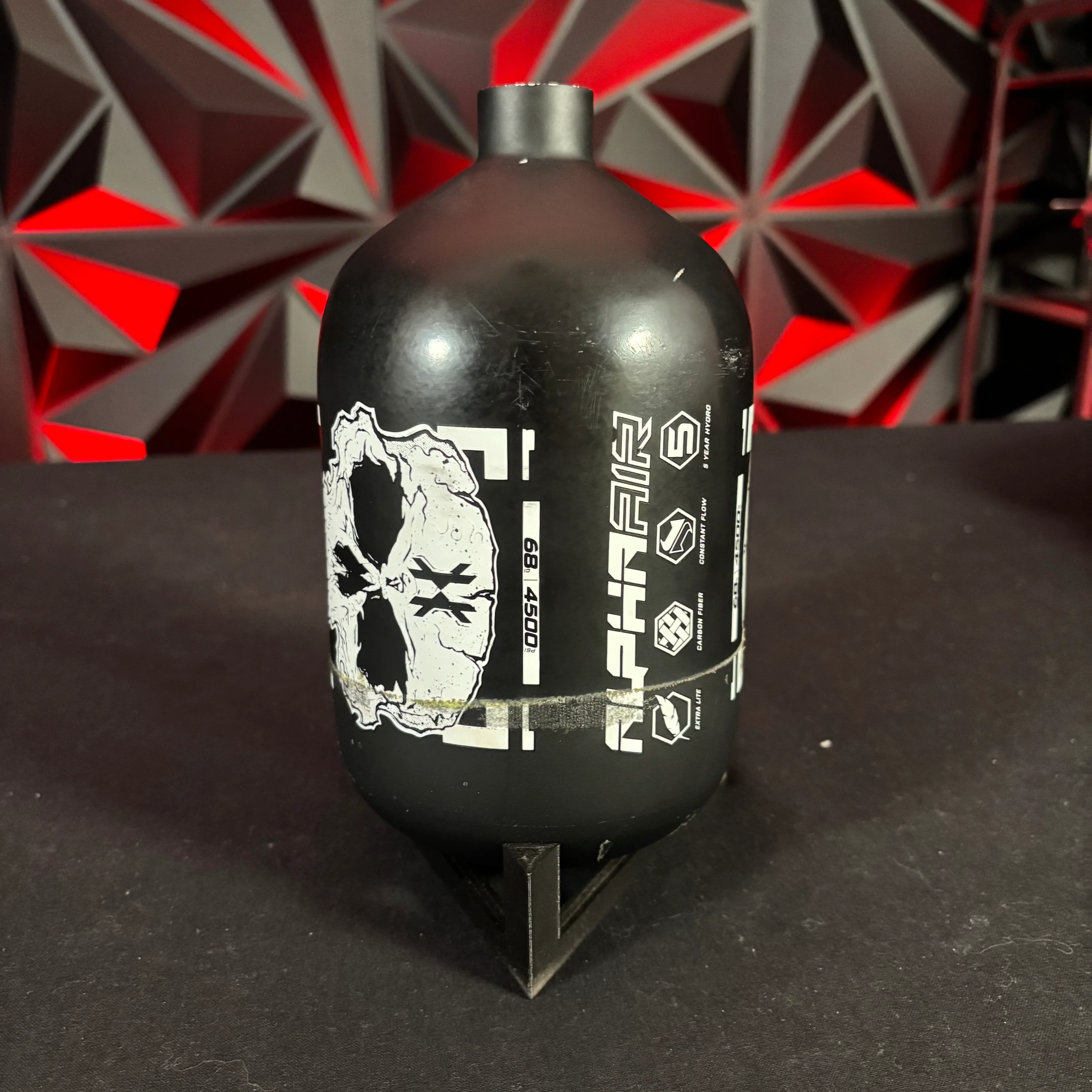 Used HK Army Alpha Air 68/4500 Paintball Tank - Black/ White *Bottle Only*