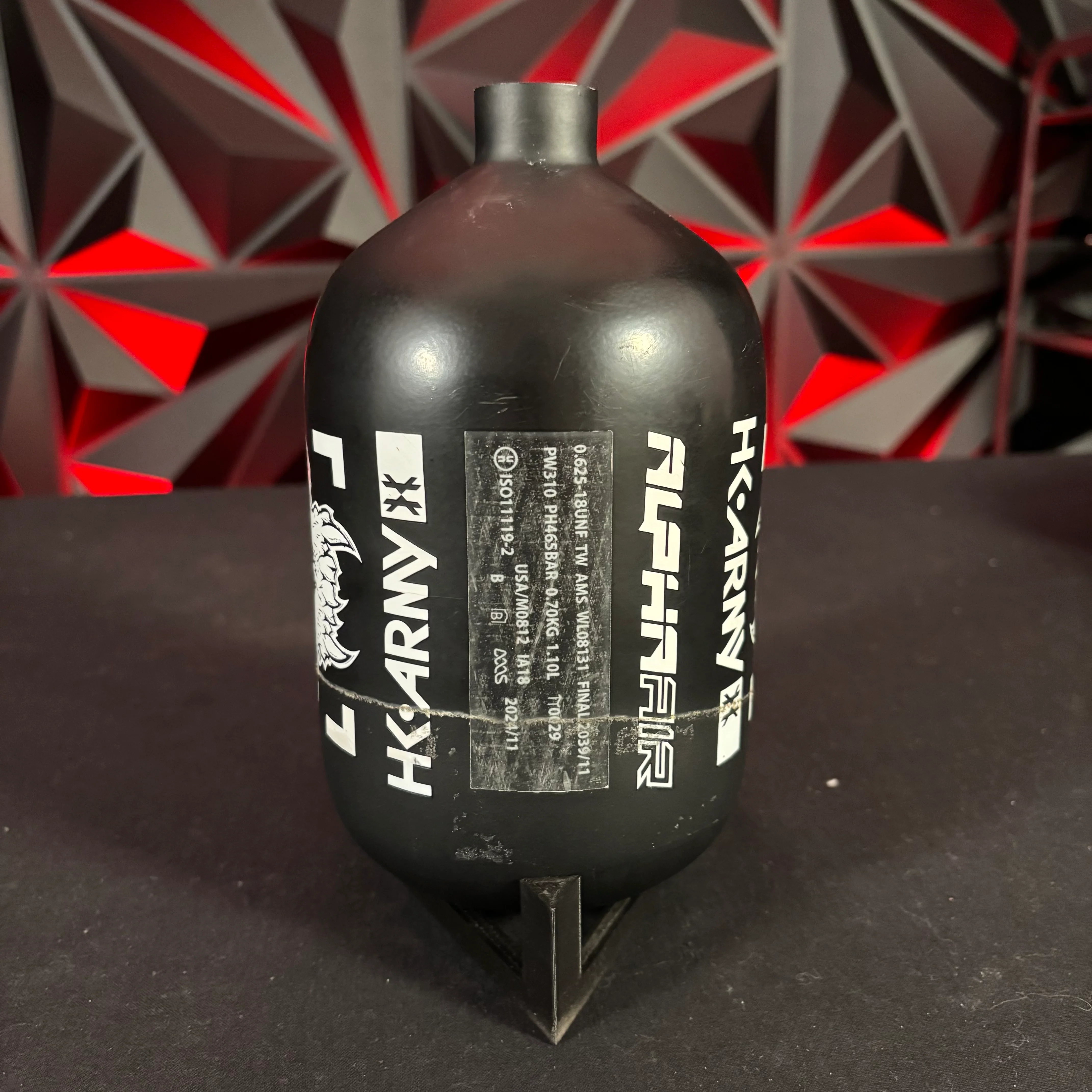 Used HK Army Alpha Air 68/4500 Paintball Tank - Black/ White *Bottle Only* - Image 2