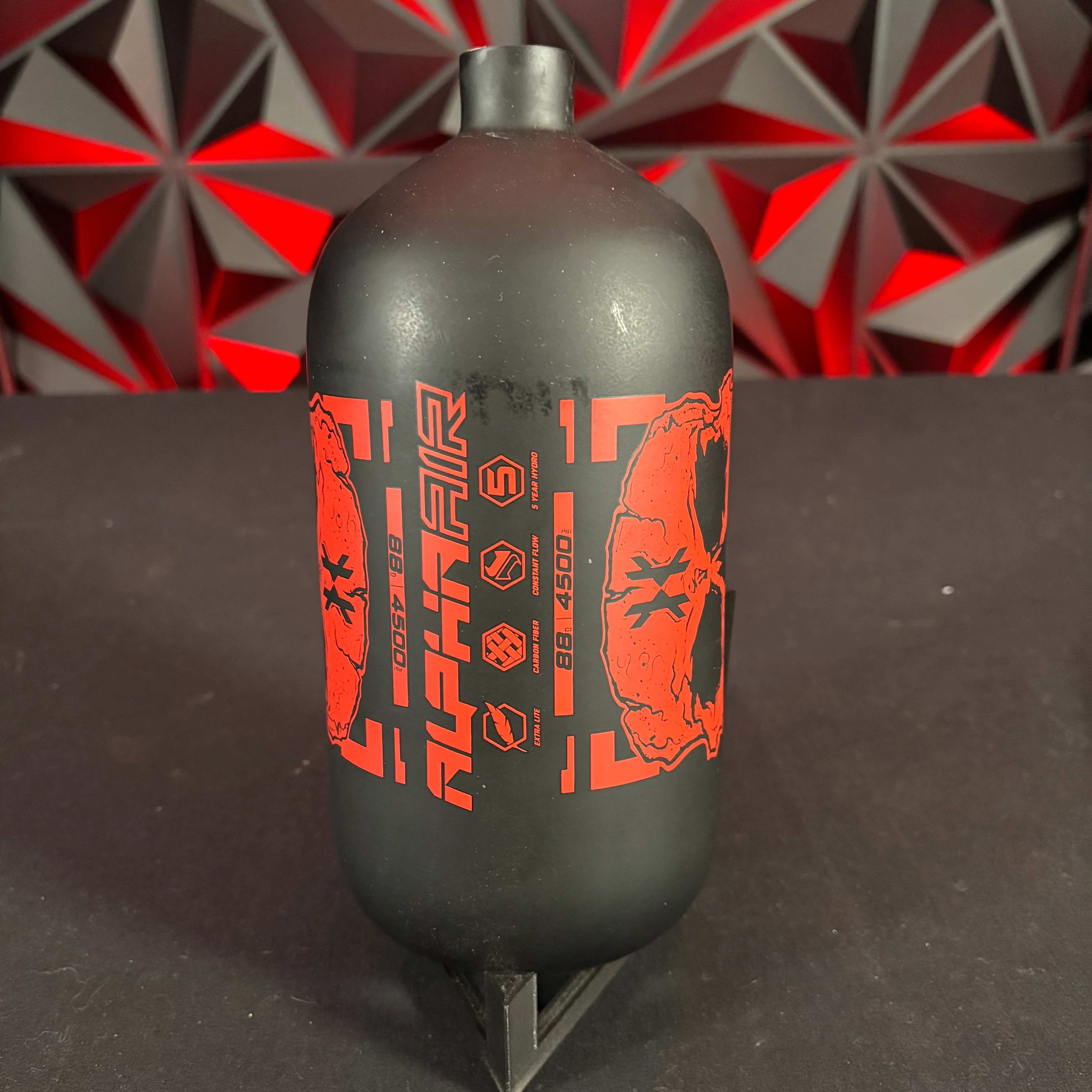 Used HK Army Alpha Air 88/4500 Paintball Tank - Black/ Red *Bottle Only*