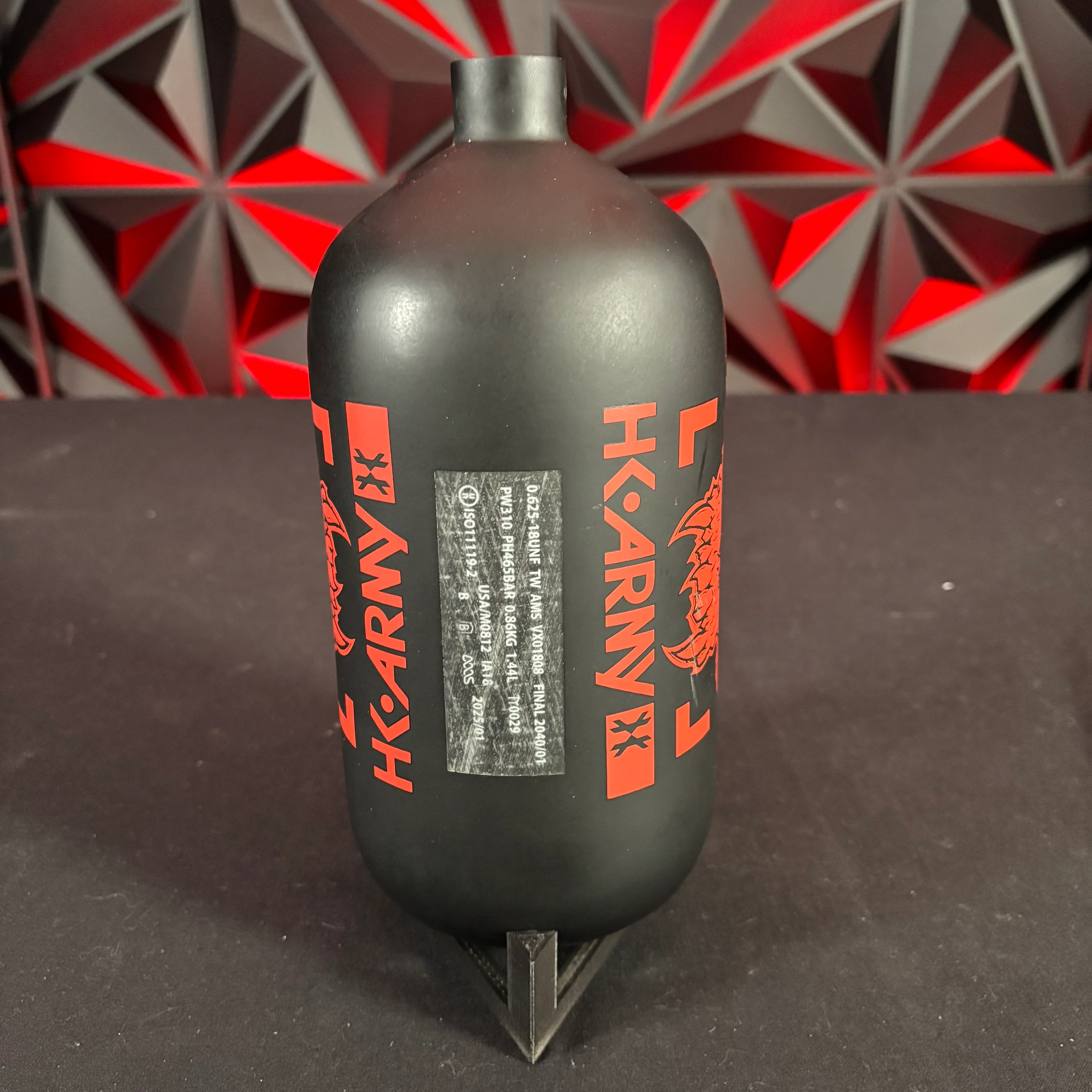 Used HK Army Alpha Air 88/4500 Paintball Tank - Black/ Red *Bottle Only* - Image 2