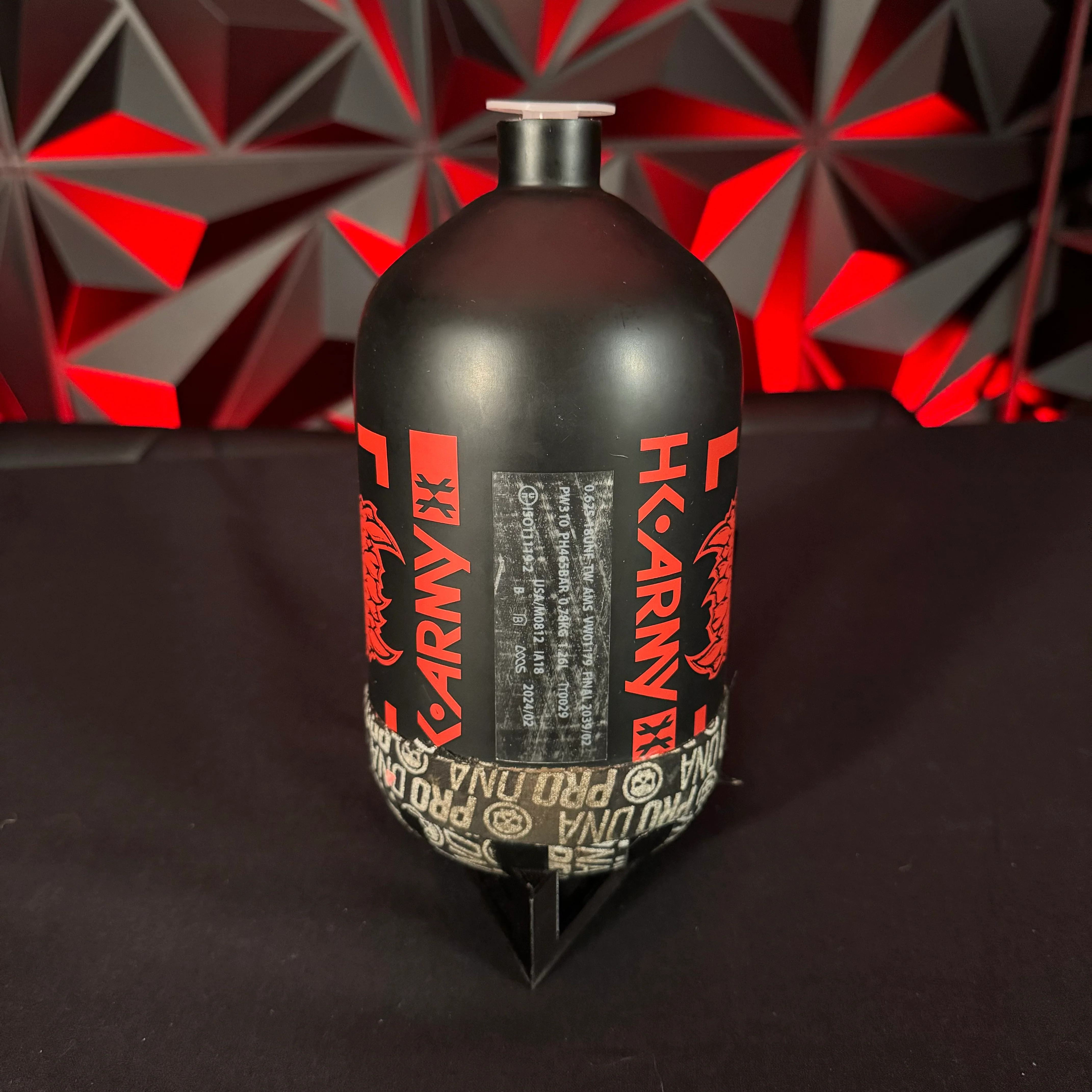 Used HK Army Alpha Air "Scorch" 77/4500 Paintball Tank - Black/Red - Image 2