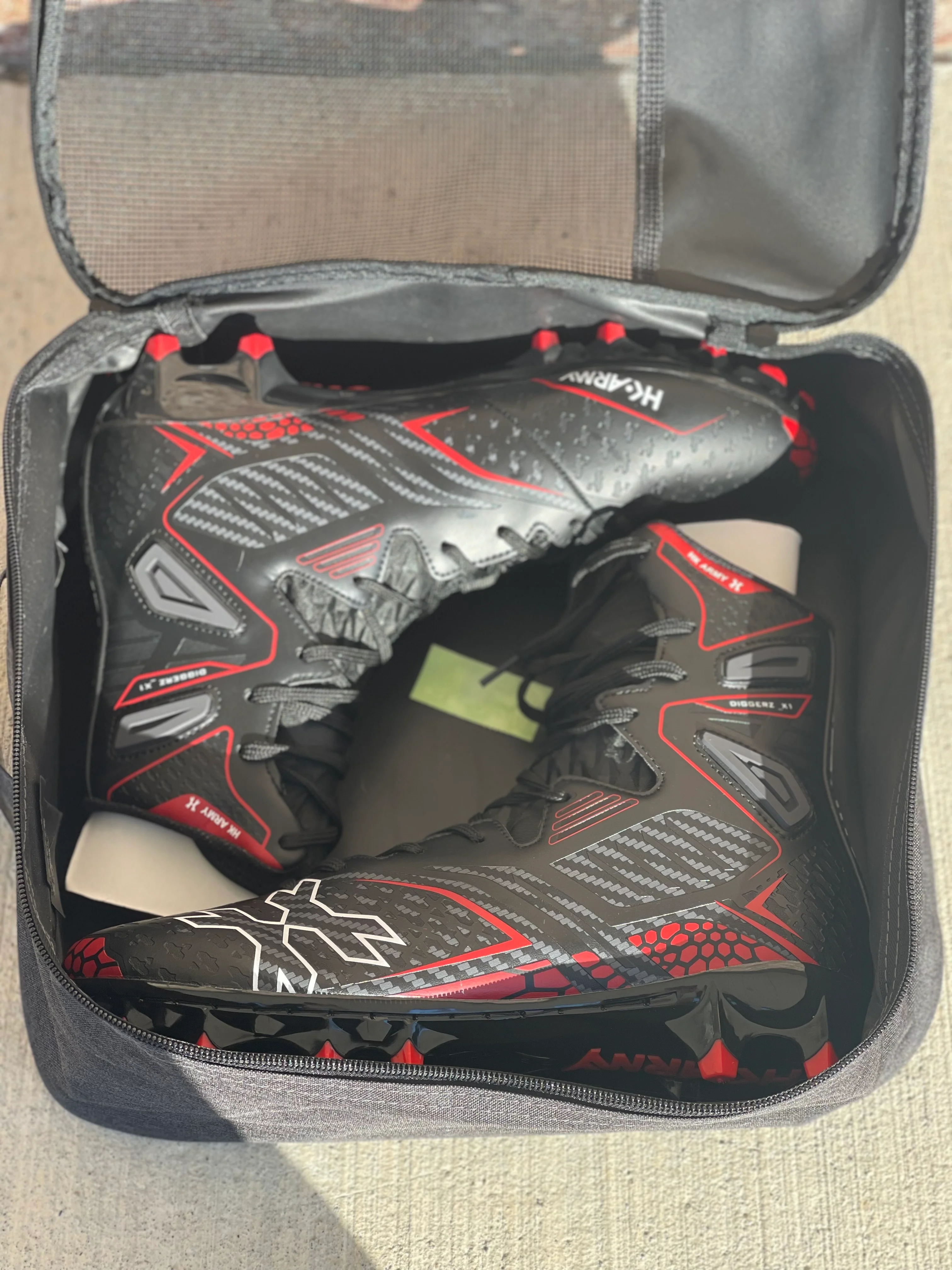 Used HK Army Diggerz_X1 High Top Paintball Cleat - Black/Red - Size 10 - Image 3