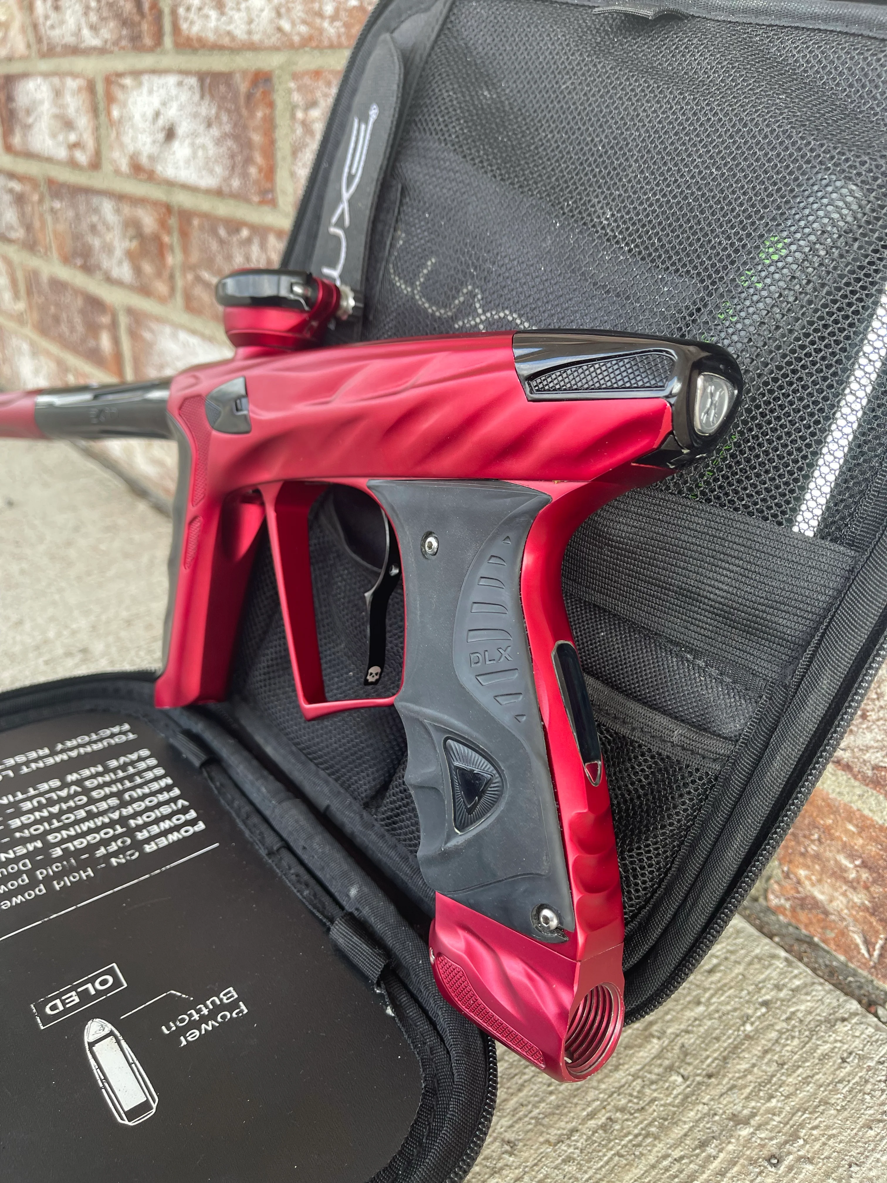 Used HK Army DLX Luxe X A51 Paintball Gun - Dust Red/Polished Black w/Infamous Deuce Trigger & Carbon IC Barrel - Image 2