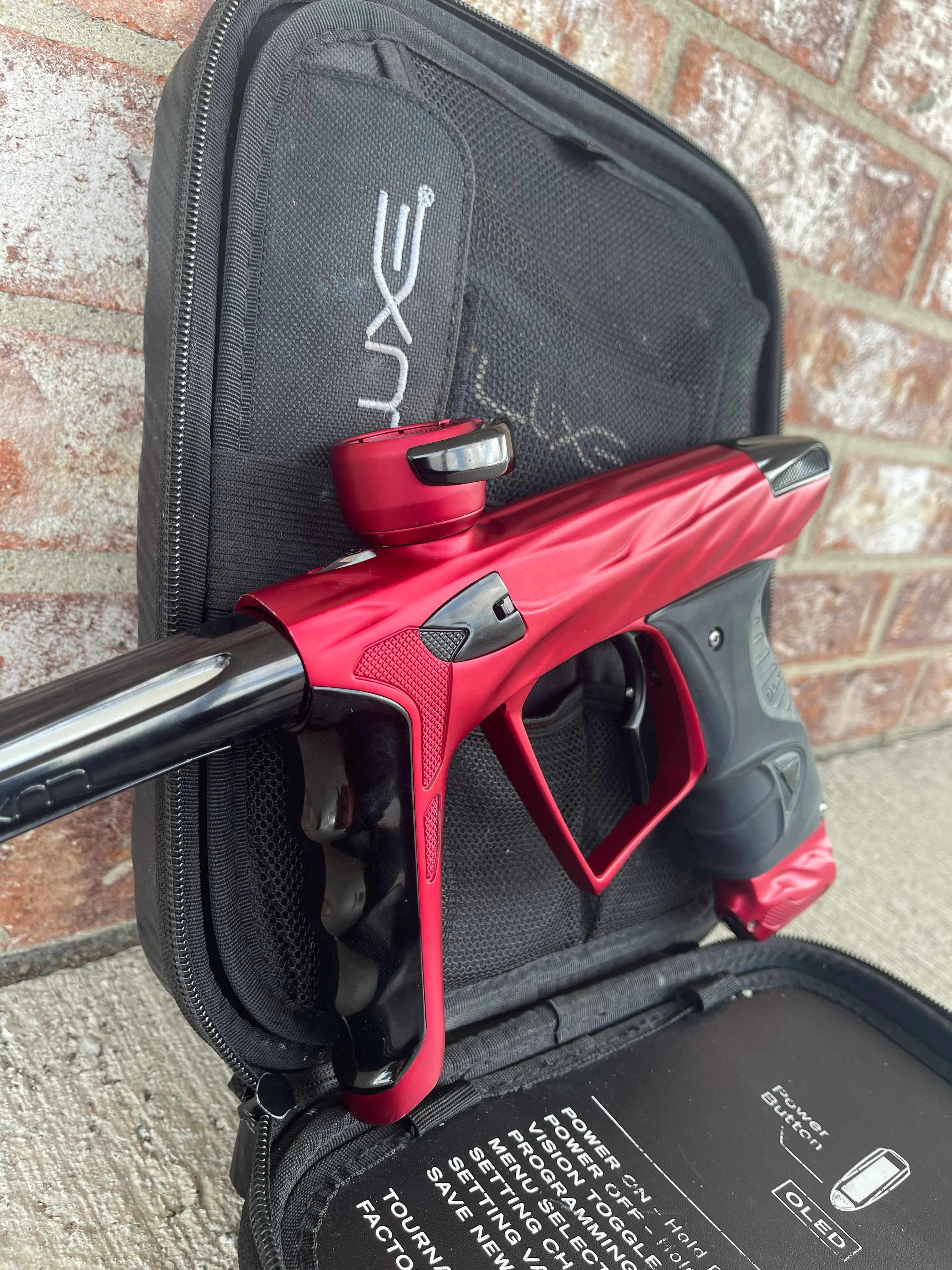 Used HK Army DLX Luxe X A51 Paintball Gun - Dust Red/Polished Black w/Infamous Deuce Trigger & Carbon IC Barrel - Image 4