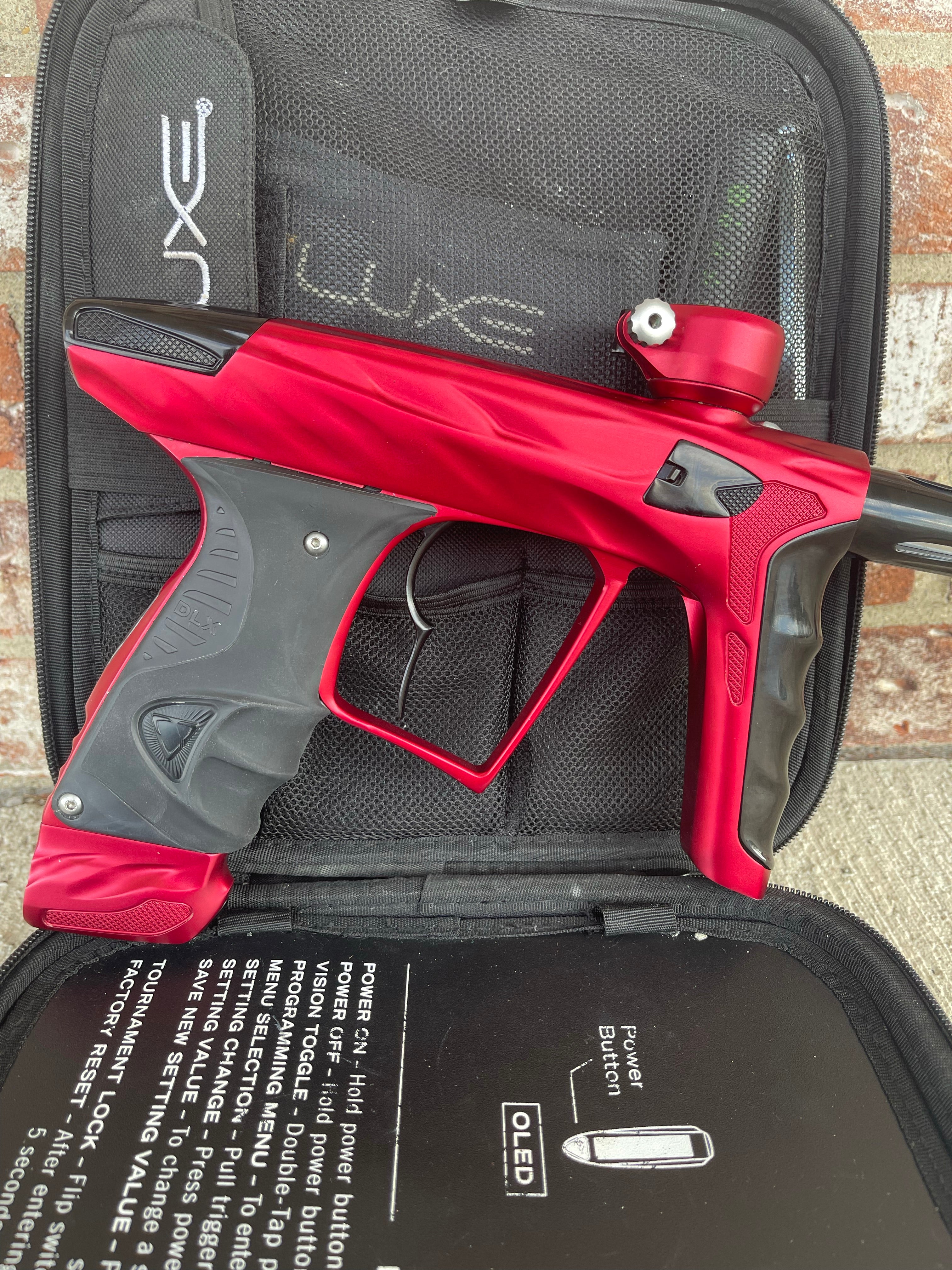 Used HK Army DLX Luxe X A51 Paintball Gun - Dust Red/Polished Black w/Infamous Deuce Trigger & Carbon IC Barrel - Image 5
