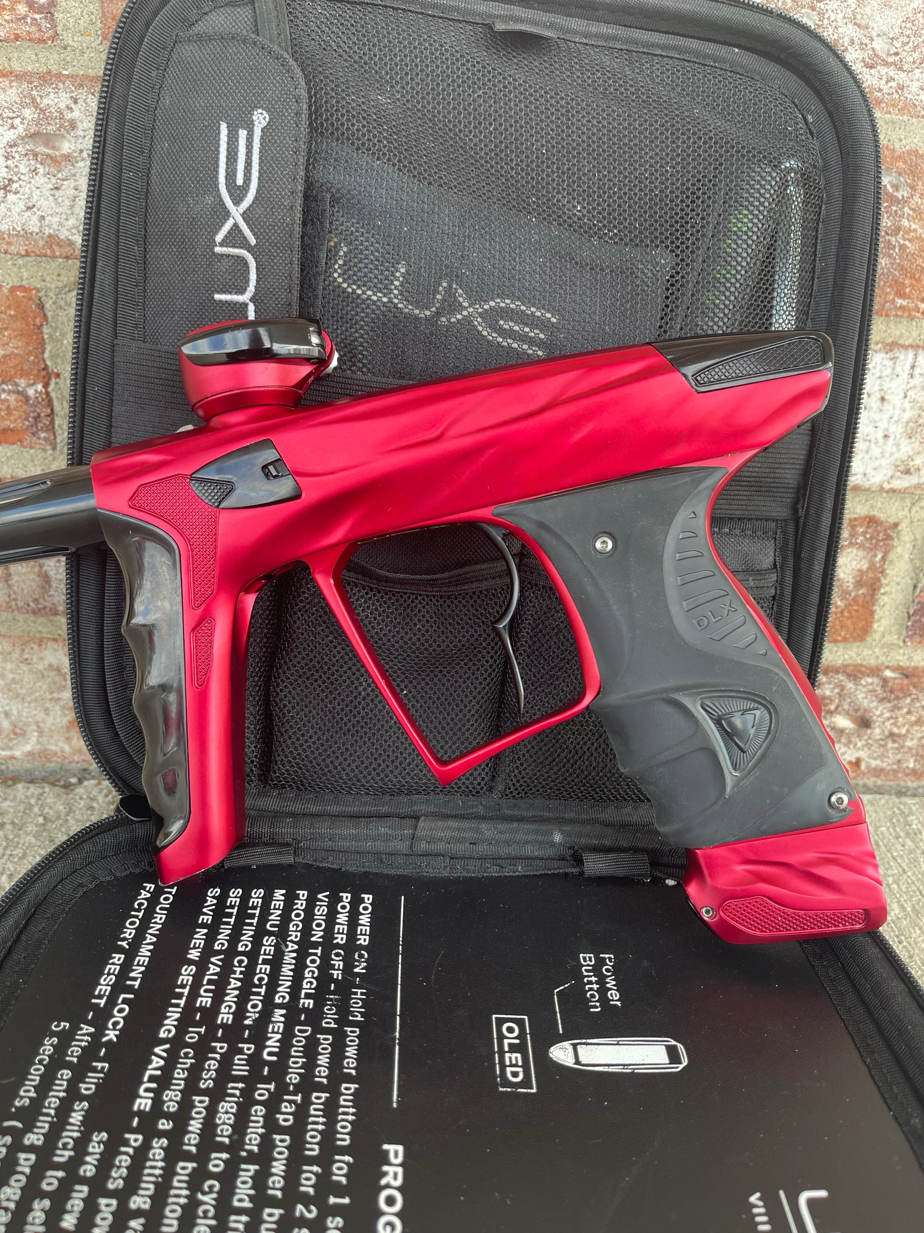 Used HK Army DLX Luxe X A51 Paintball Gun - Dust Red/Polished Black w/Infamous Deuce Trigger & Carbon IC Barrel - Image 6