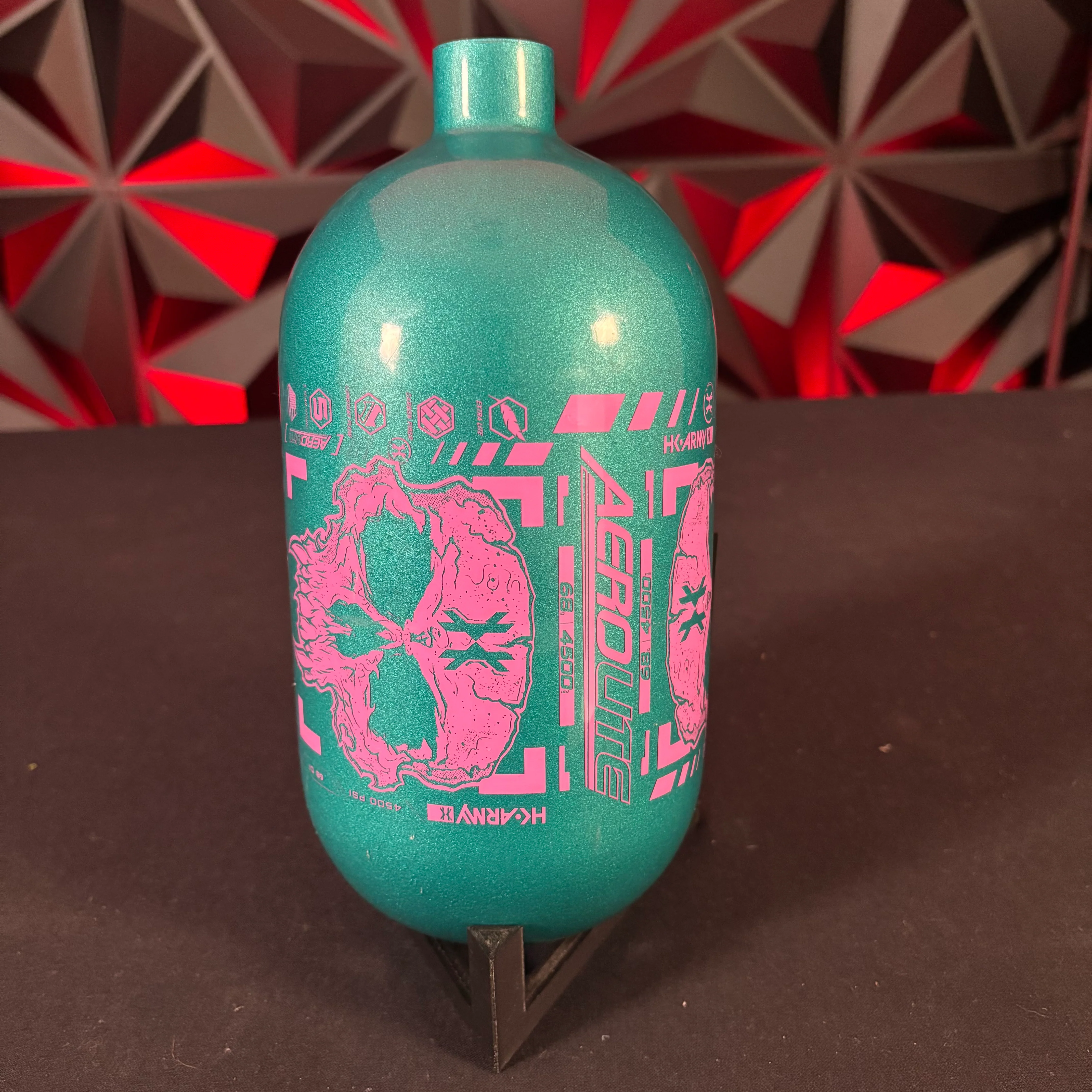 Used HK Army "Extra Lite" 68/4500 Paintball Tank - Teal/ Pink *BOTTLE ONLY*