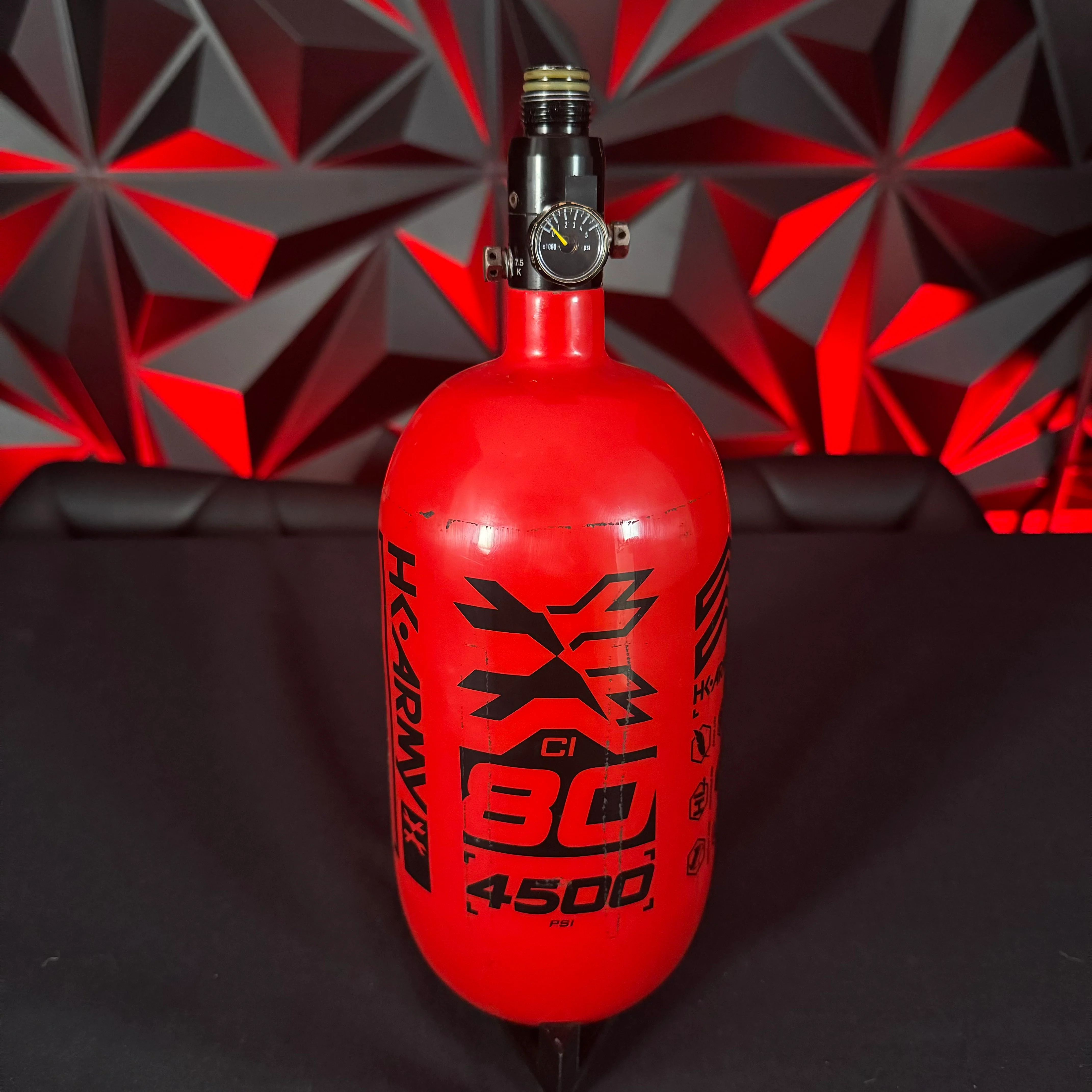 Used HK Army "Extra Lite" 80/4500 Paintball Tank - Red/Black