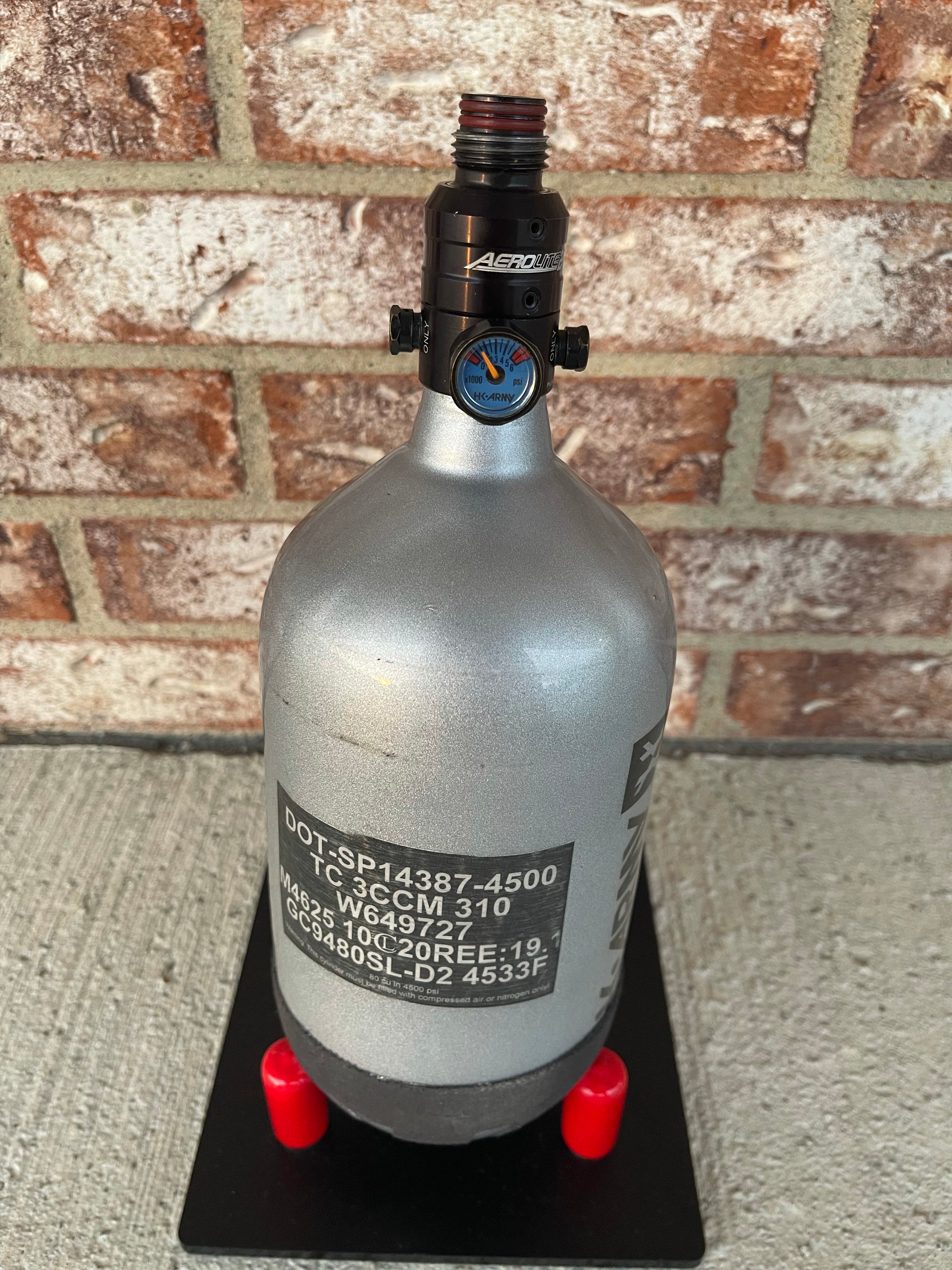 Used HK Army "Extra Lite" 80/4500 Paintball Tank - Silver w/ V2 Pro Reg - Image 2