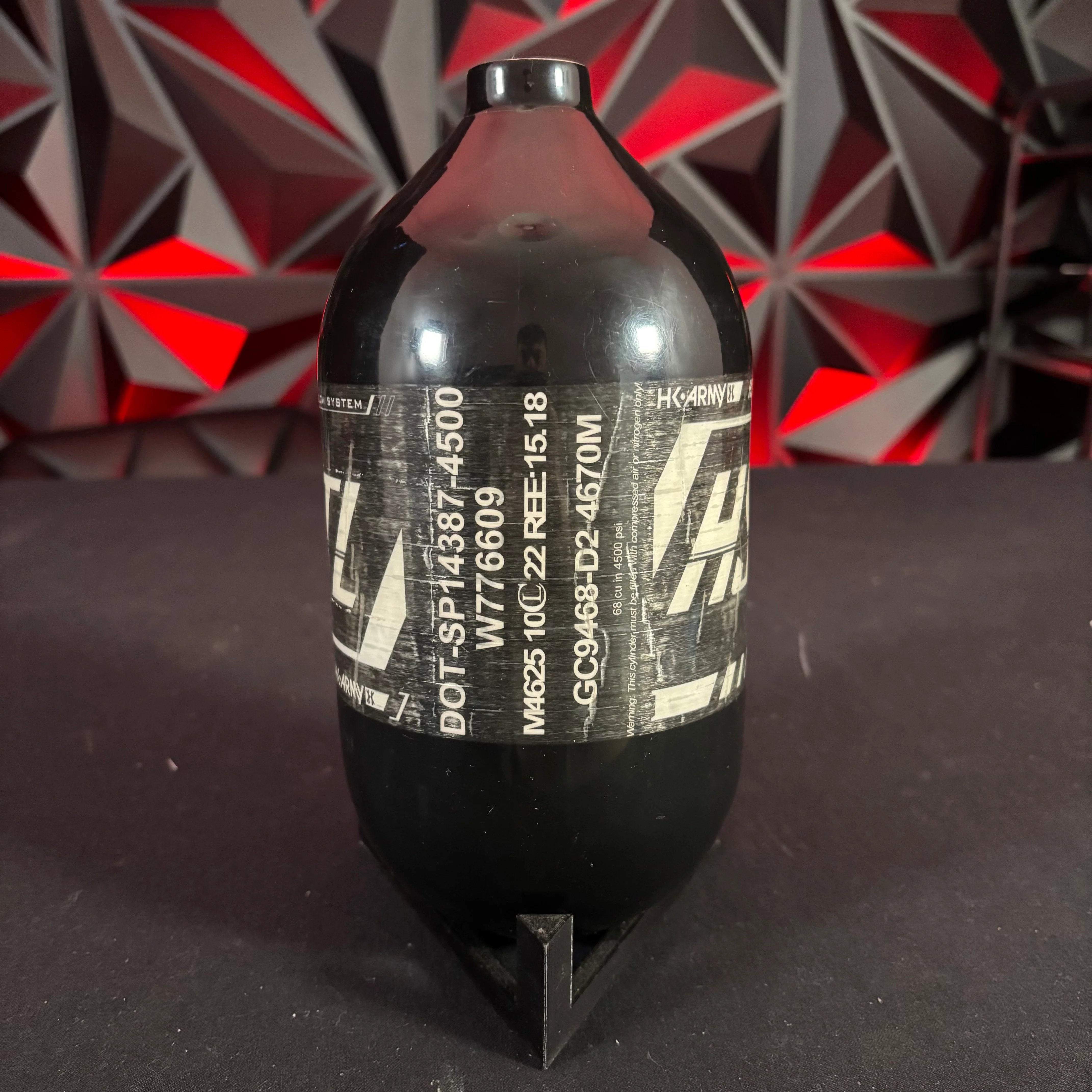 Used HK Army HSTL 68/4500 Paintball Tank - Black/White - Image 2