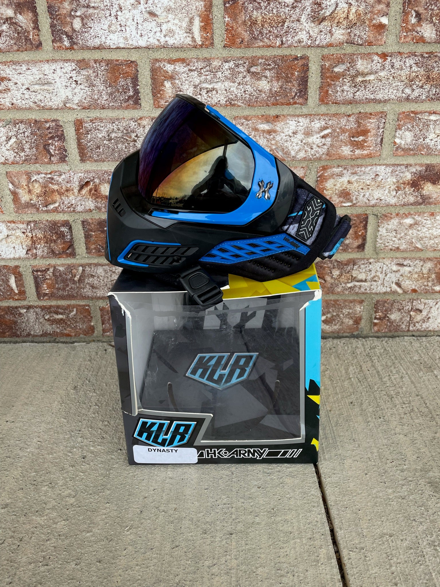Used HK Army KLR Paintball Mask - Dynasty  (Black with Blue Accents) - Image 3