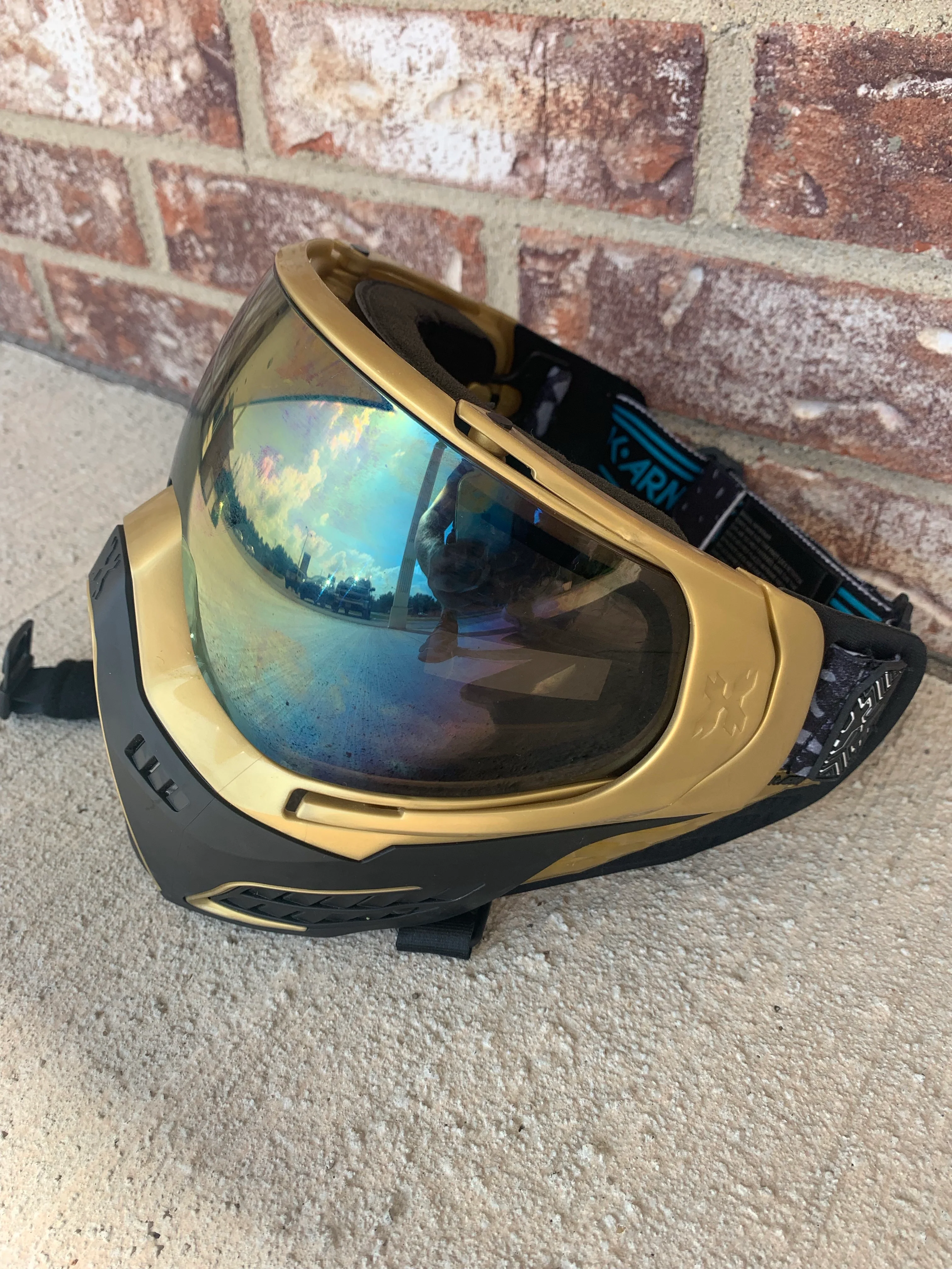 Used HK Army KLR Paintball Mask- Gold/Black - Image 2