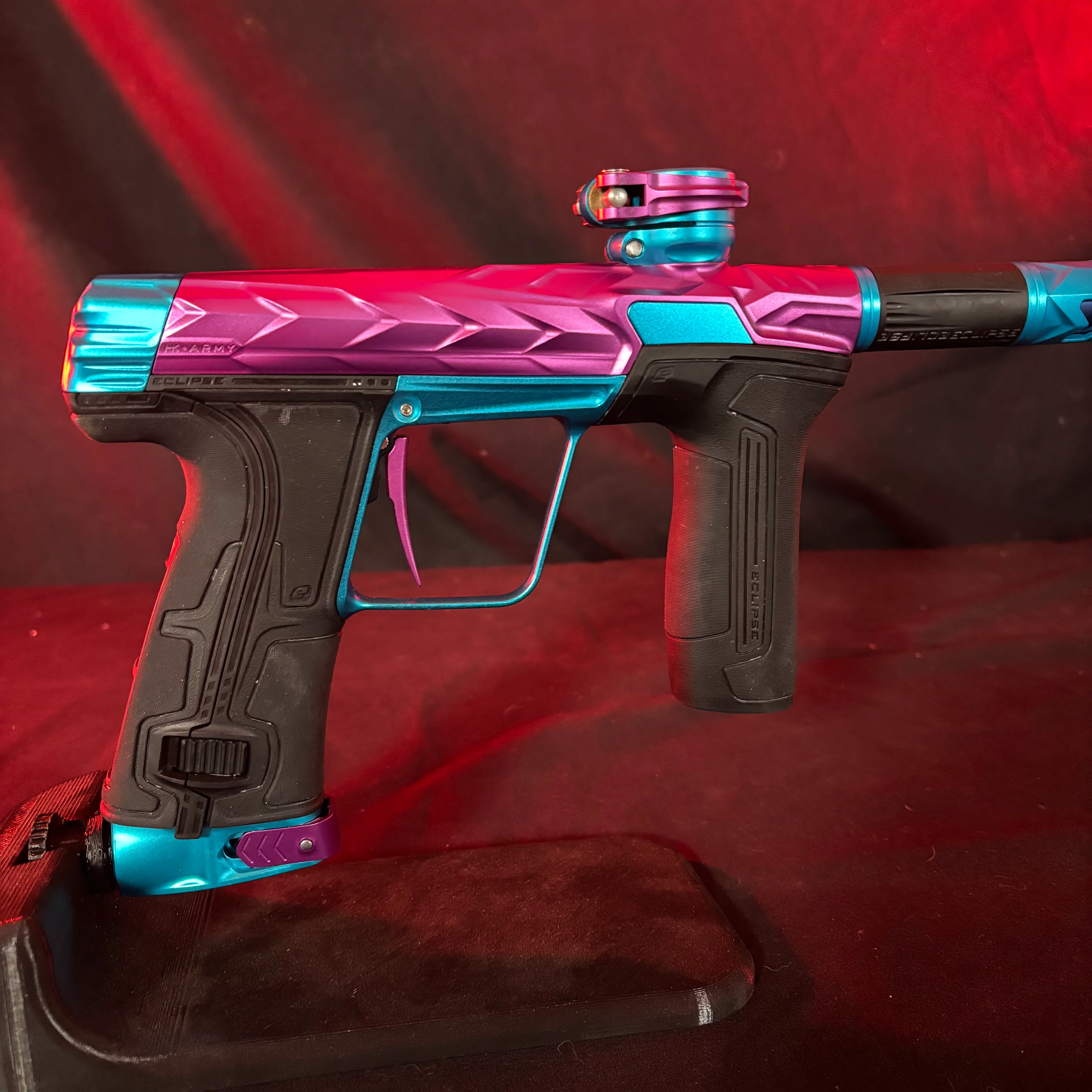 Used HK Army/Planet Eclipse CS3 Fossil Paintball Gun - Amp (Purple/Teal) - Image 2