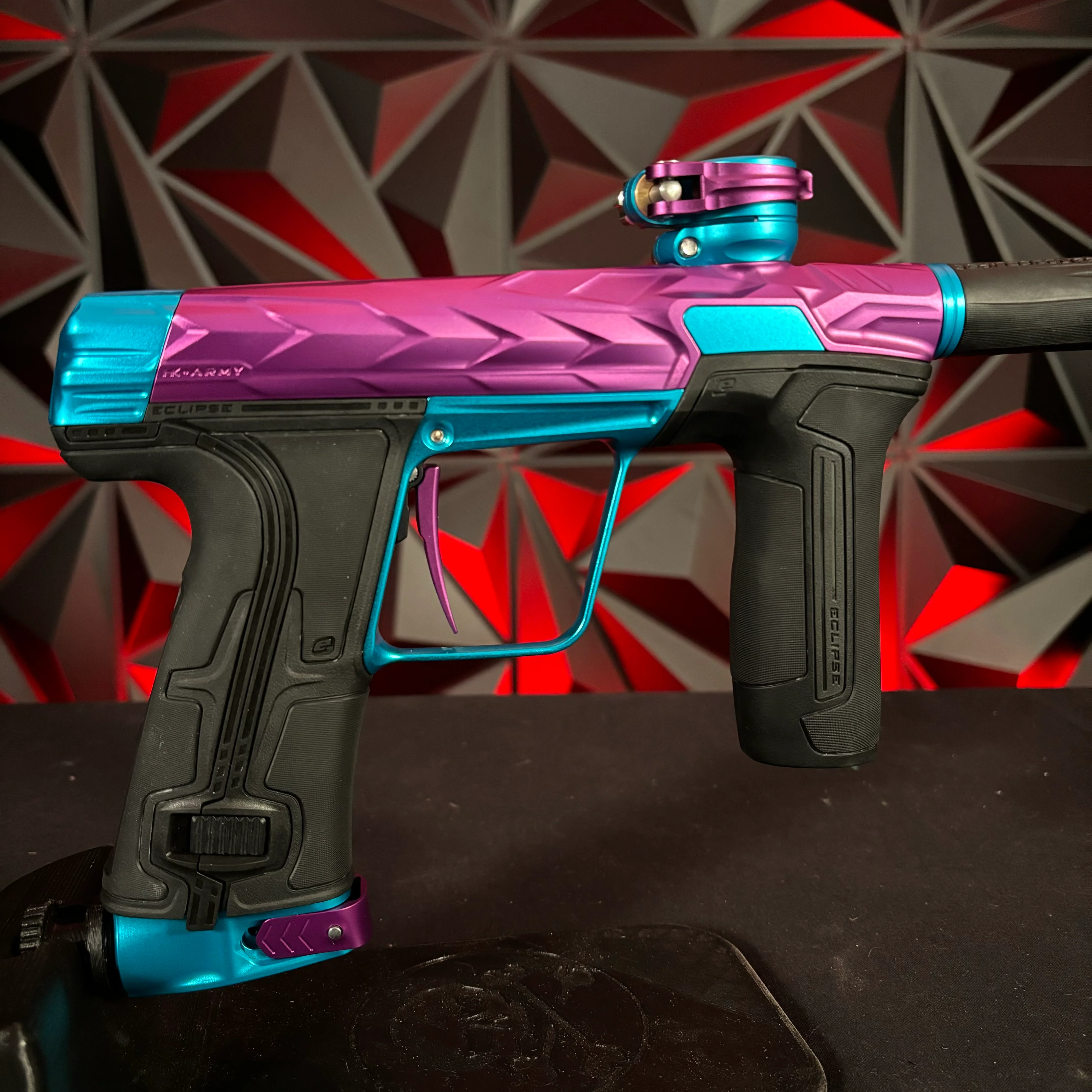 Used HK Army/Planet Eclipse CS3 Fossil Paintball Gun - Amp (Purple/Teal) - Image 2