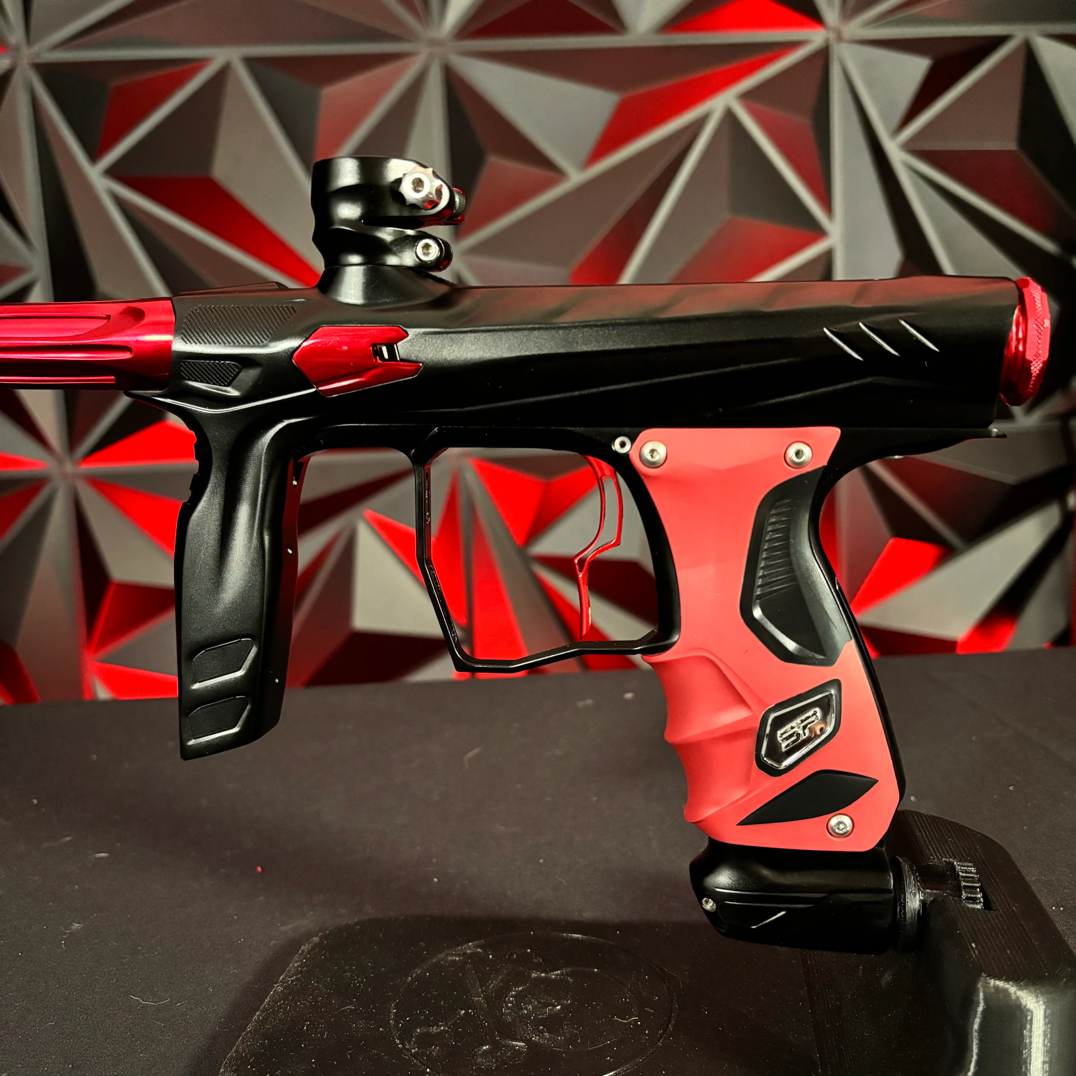 Used HK Army Shocker Amp Paintball Gun - Black/Red w/Infamous Deuce Trigger - Image 2