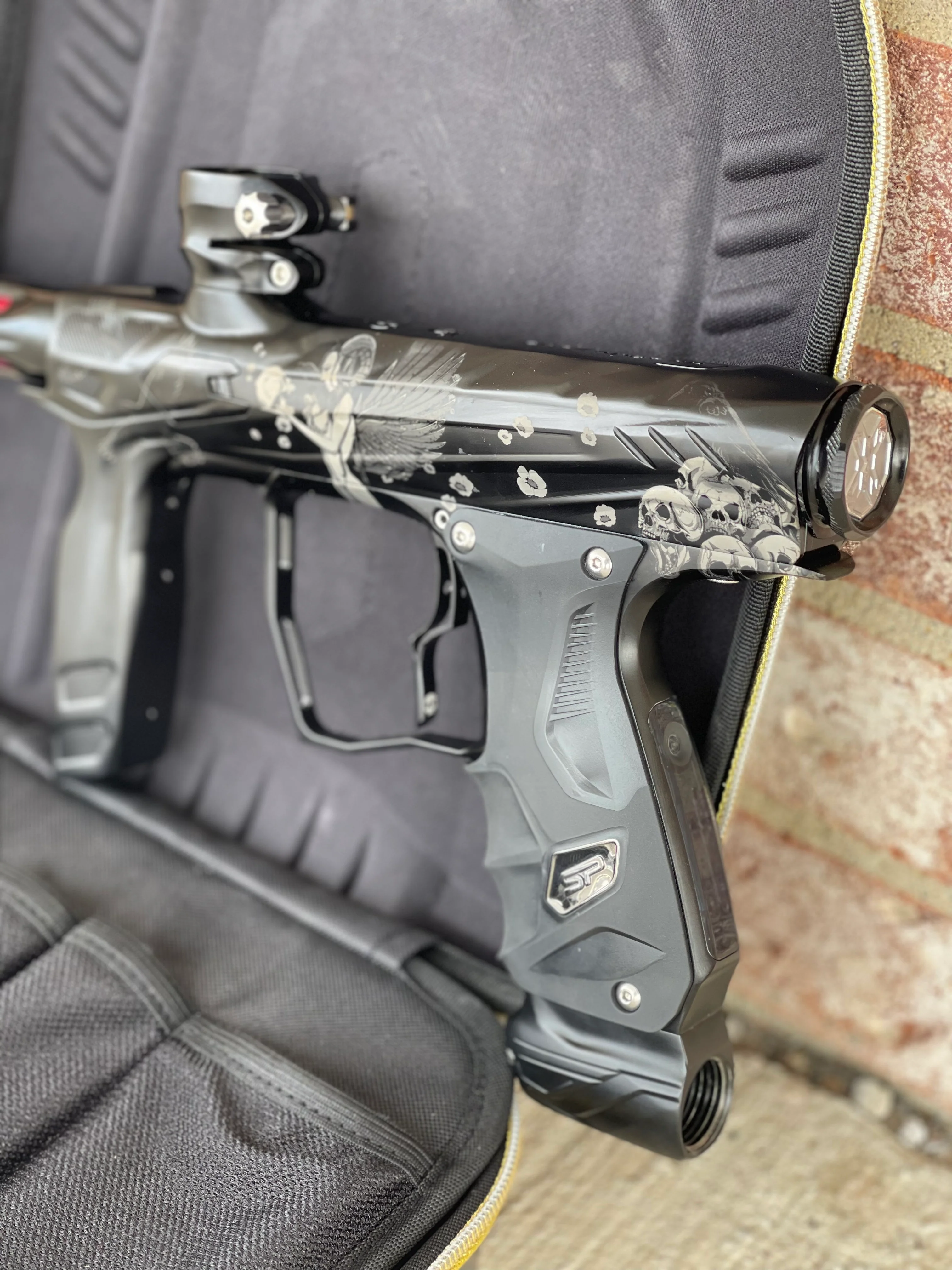 Used HK Army Shocker Amp Paintball Gun - Black w/ Succubus Laser Engraving - Image 3