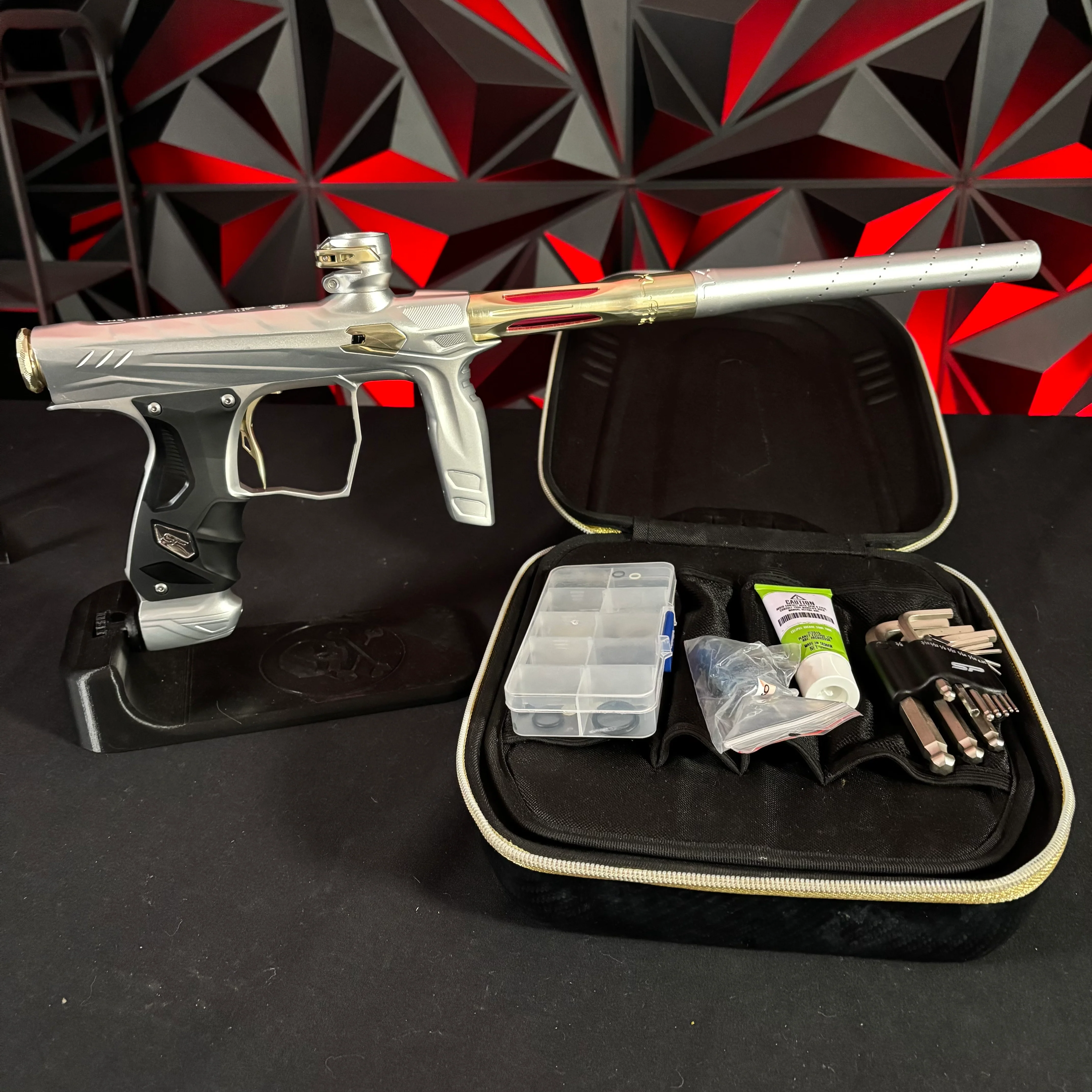 Used HK Army Shocker Amp Paintball Gun - Silver/ Gold