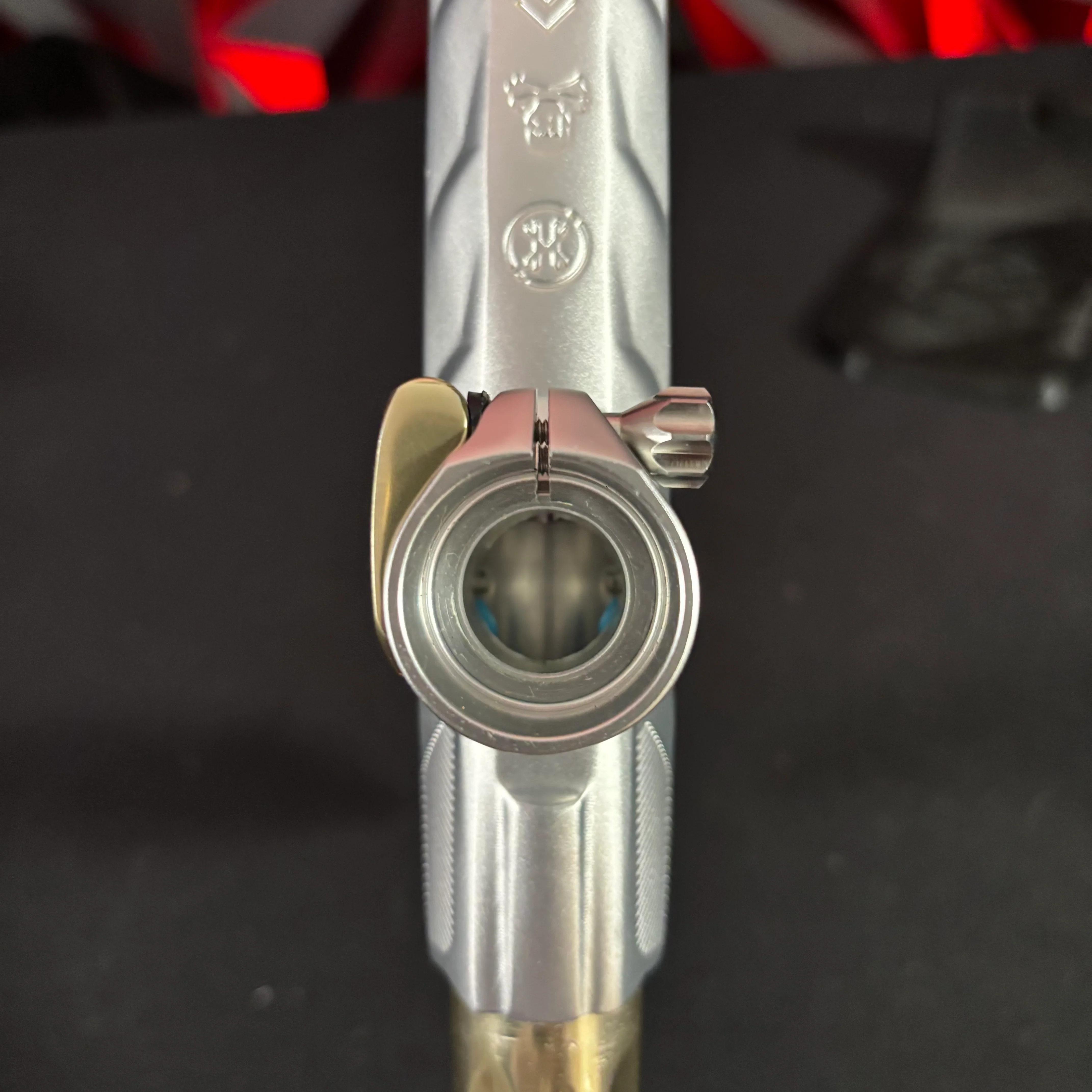 Used HK Army Shocker Amp Paintball Gun - Silver/ Gold - Image 9