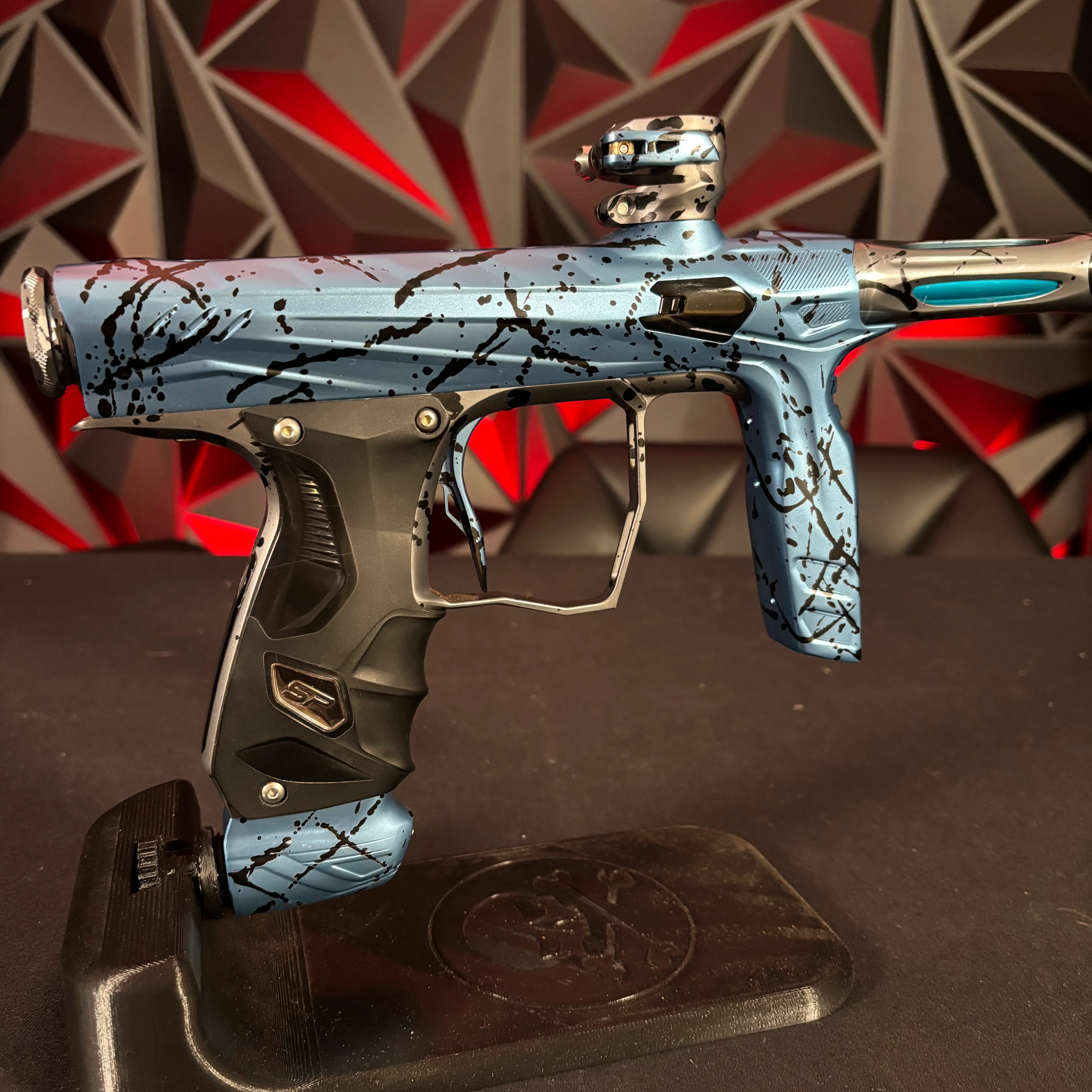 Used HK Army/Shocker Amp Paintball Gun - Blue/Black Splash - Image 2