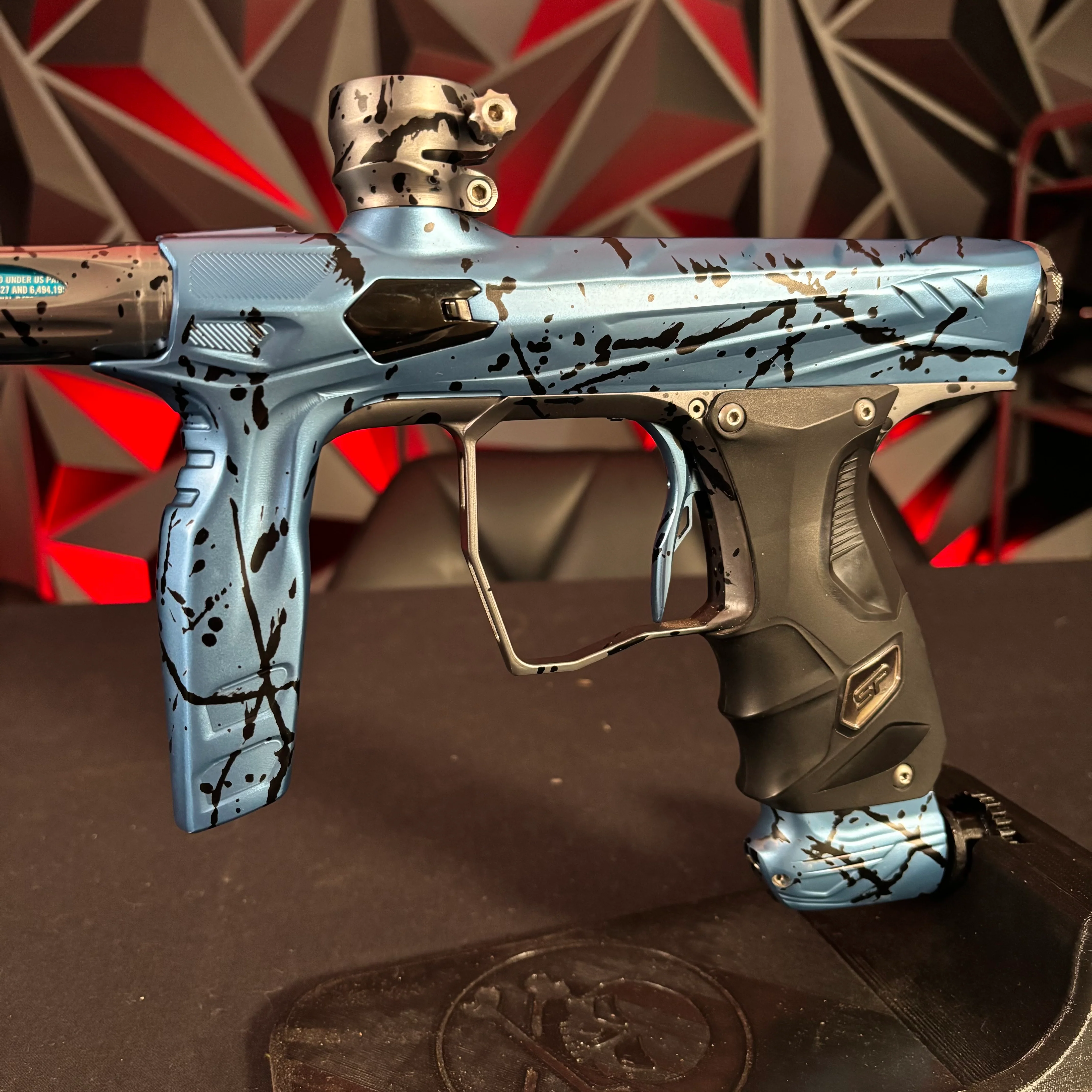 Used HK Army/Shocker Amp Paintball Gun - Blue/Black Splash - Image 5