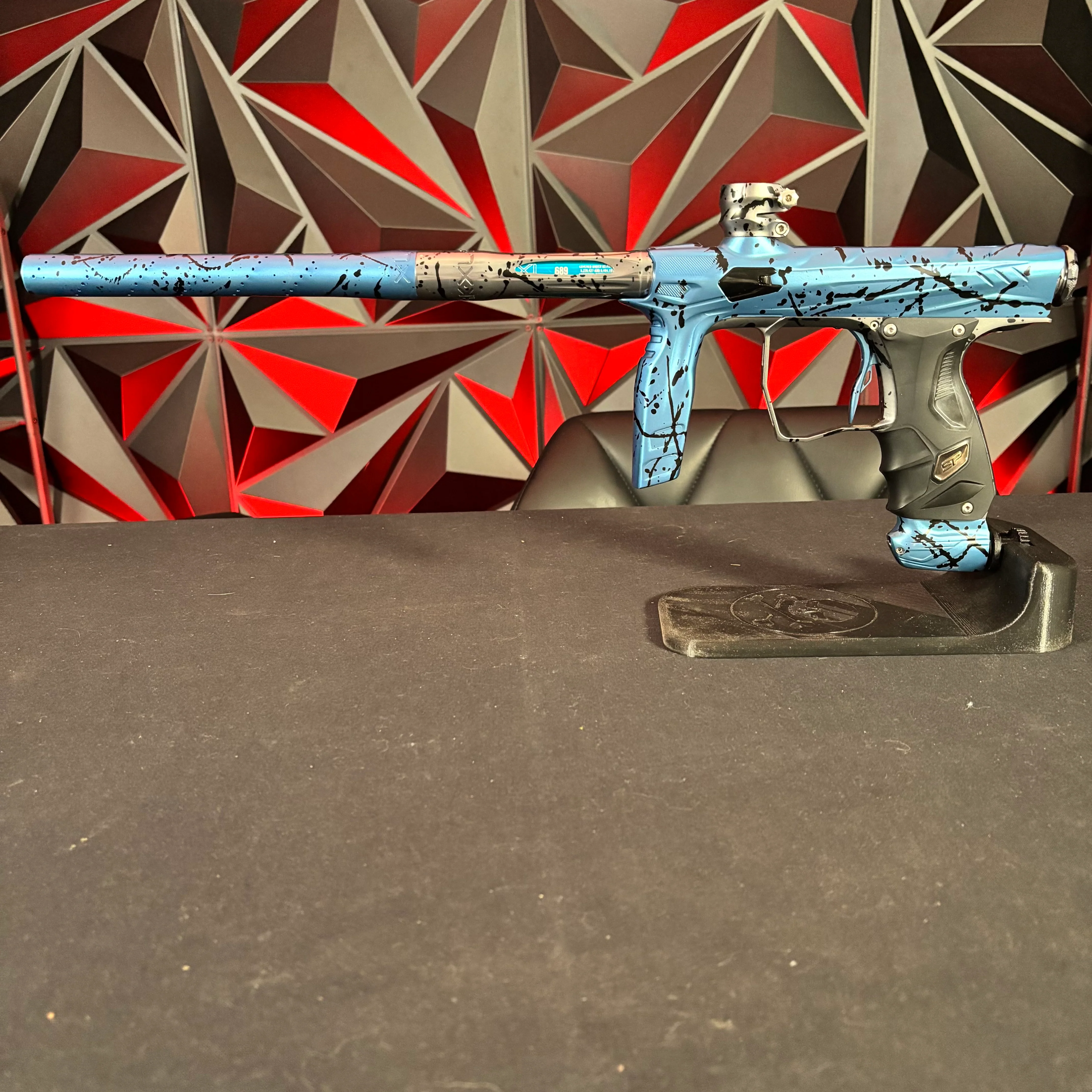 Used HK Army/Shocker Amp Paintball Gun - Blue/Black Splash - Image 7