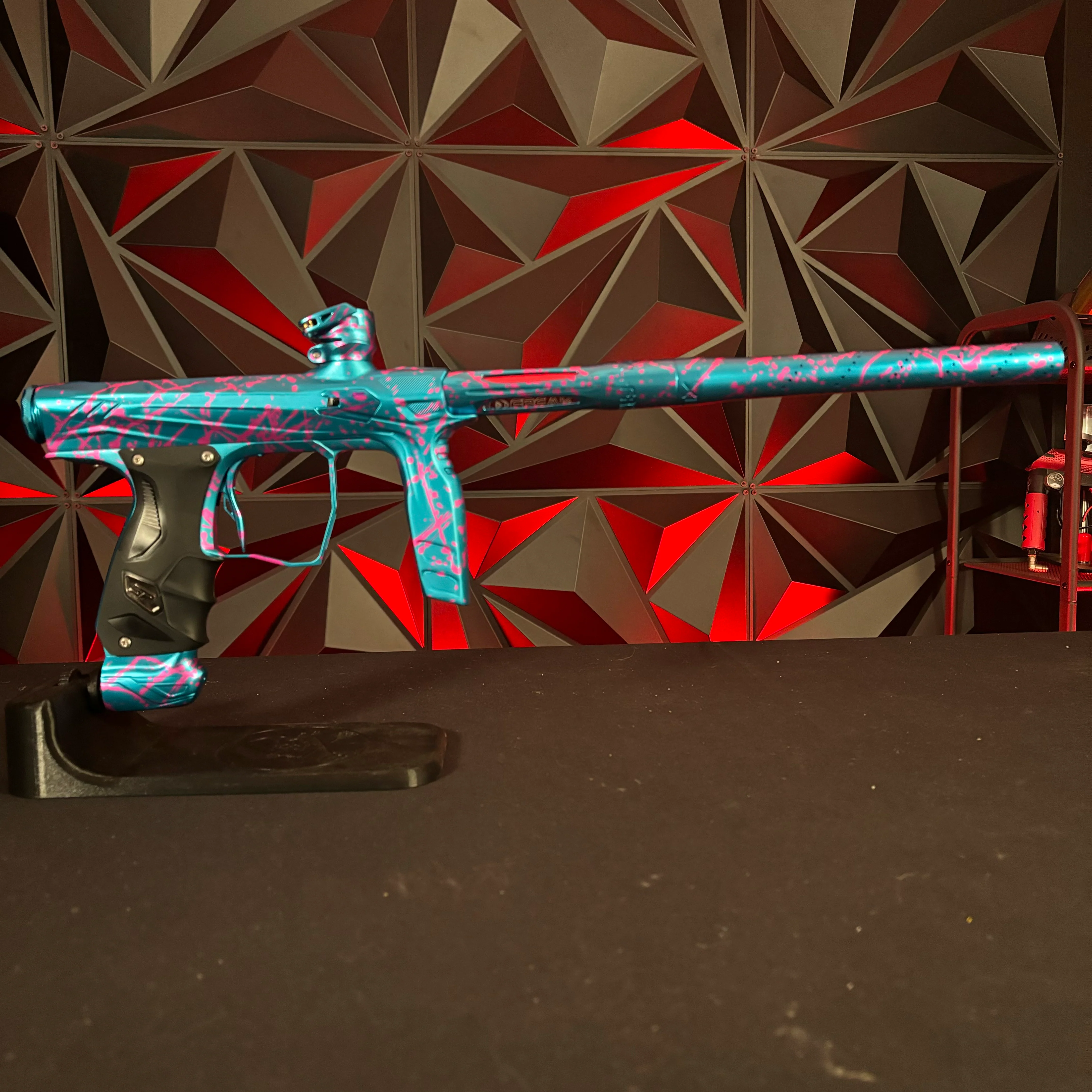 Used HK Army Shocker Paintball Gun - Blue/Pink Splash - Image 6