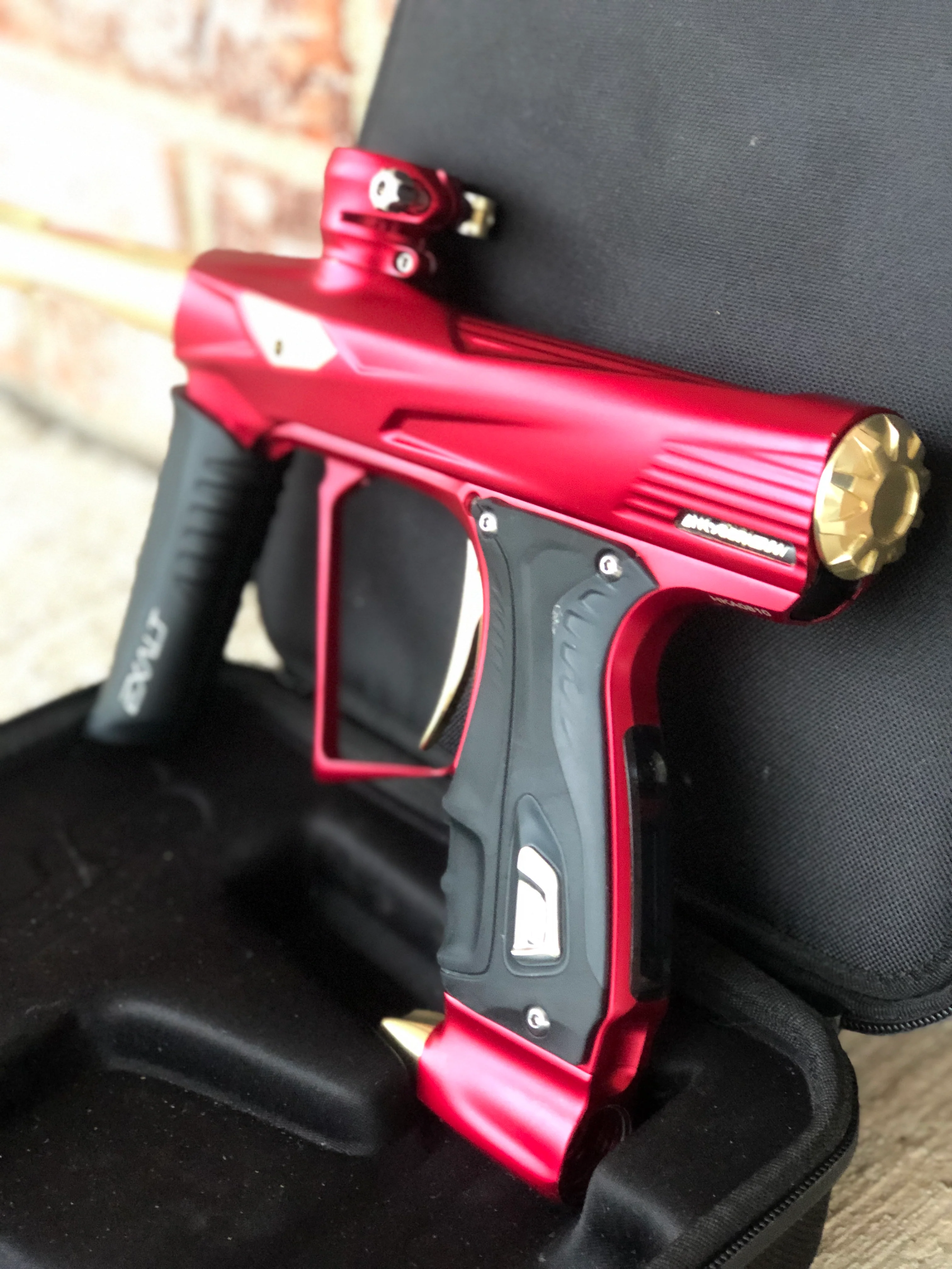 Used HK Army Shocker RSX Paintball Marker- Red / Gold - Image 3