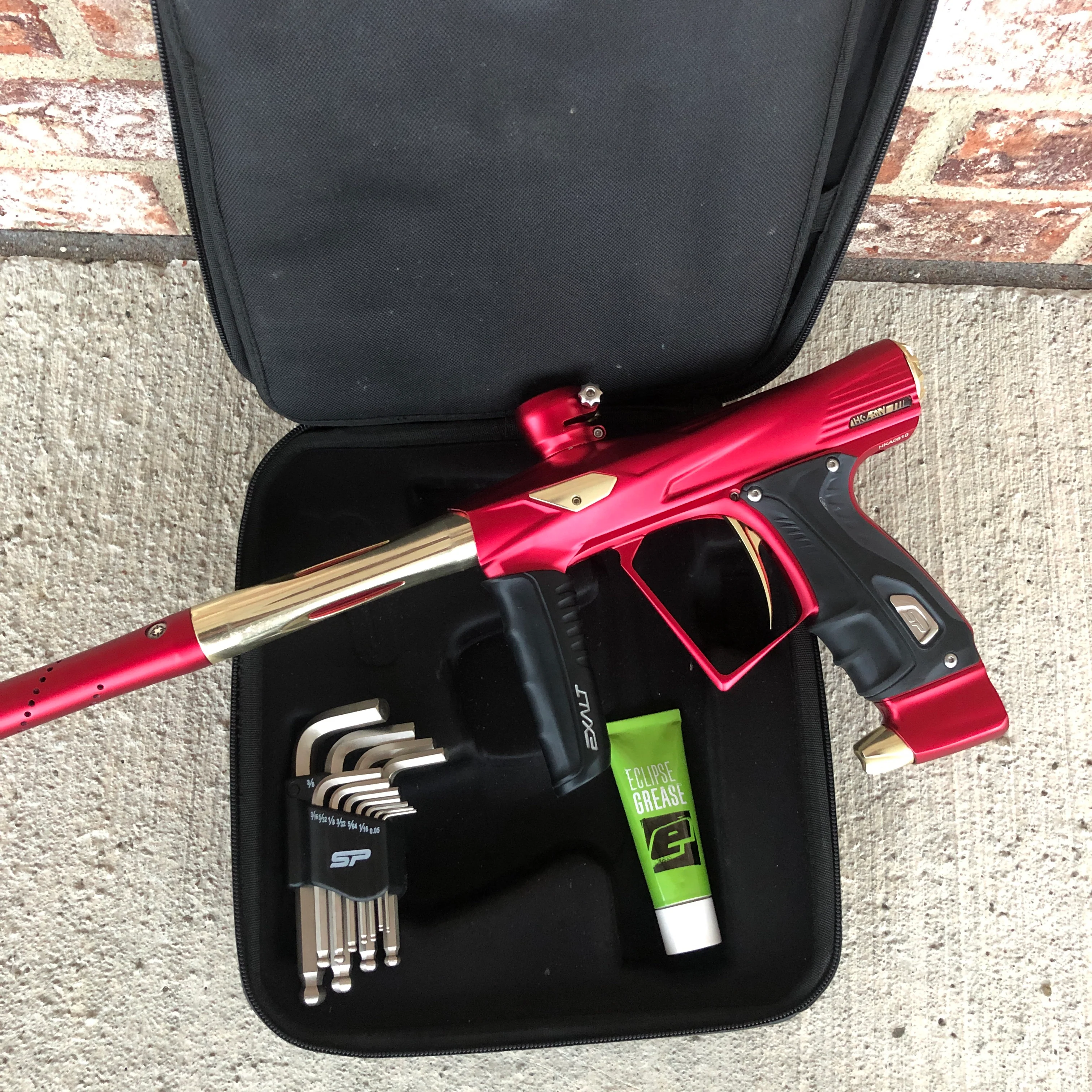 Used HK Army Shocker RSX Paintball Marker- Red / Gold - Image 5