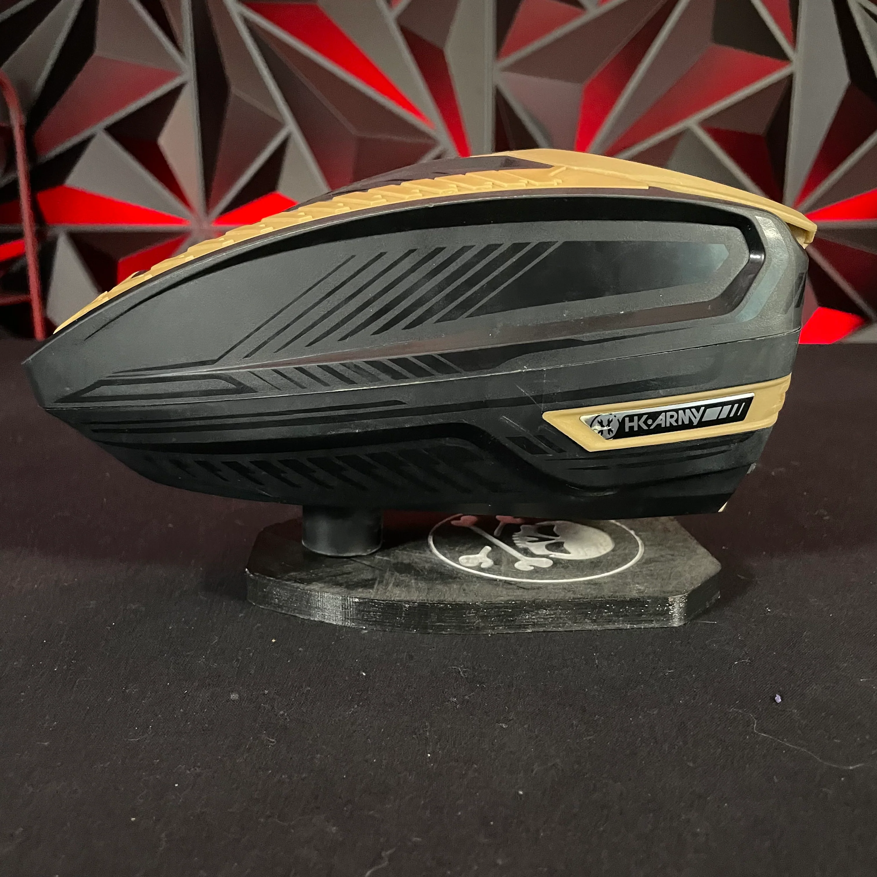 Used HK Army TFX3 Paintball Loader - Black/Gold w/Speedfeed, Rain Lid, and Expansion Ring - Image 3