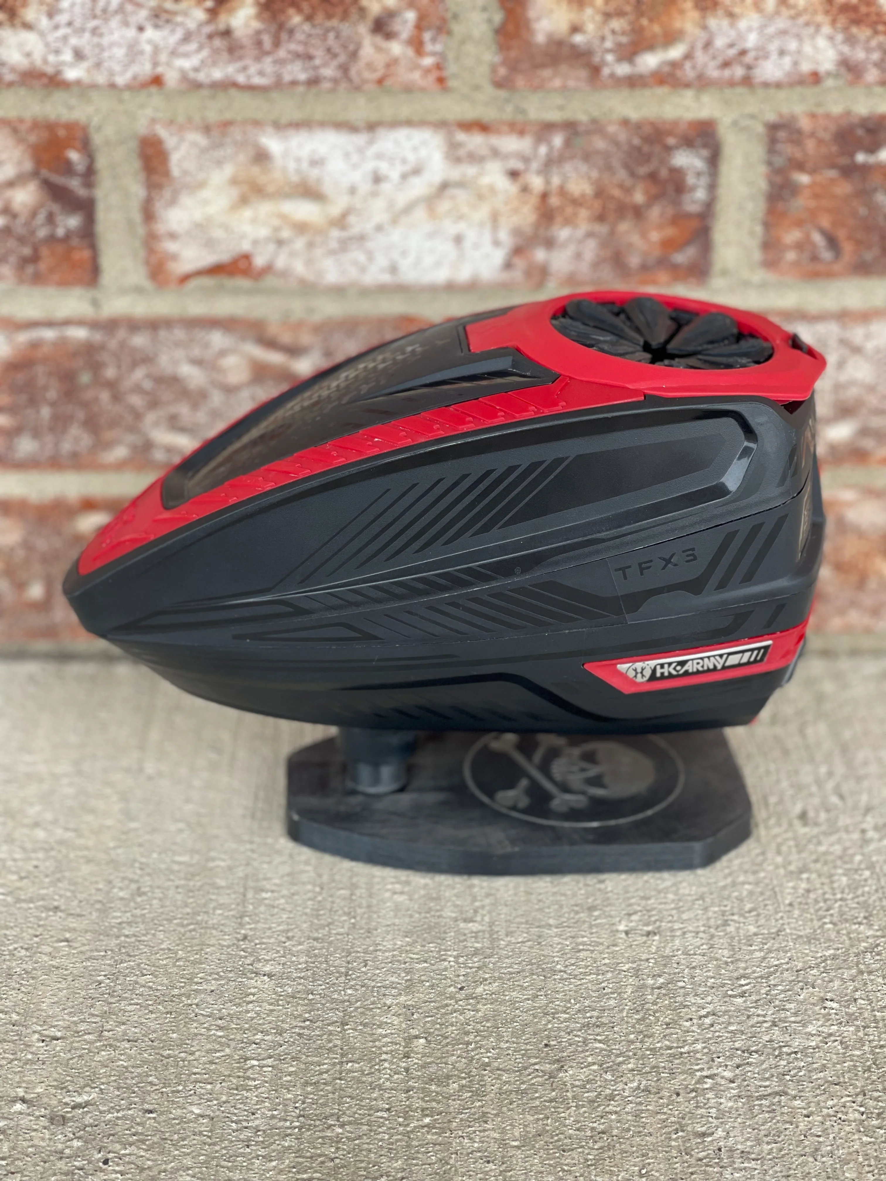 Used HK Army TFX3 Paintball Loader - Black/Red with Rain Lid & Speedfeed - Image 2