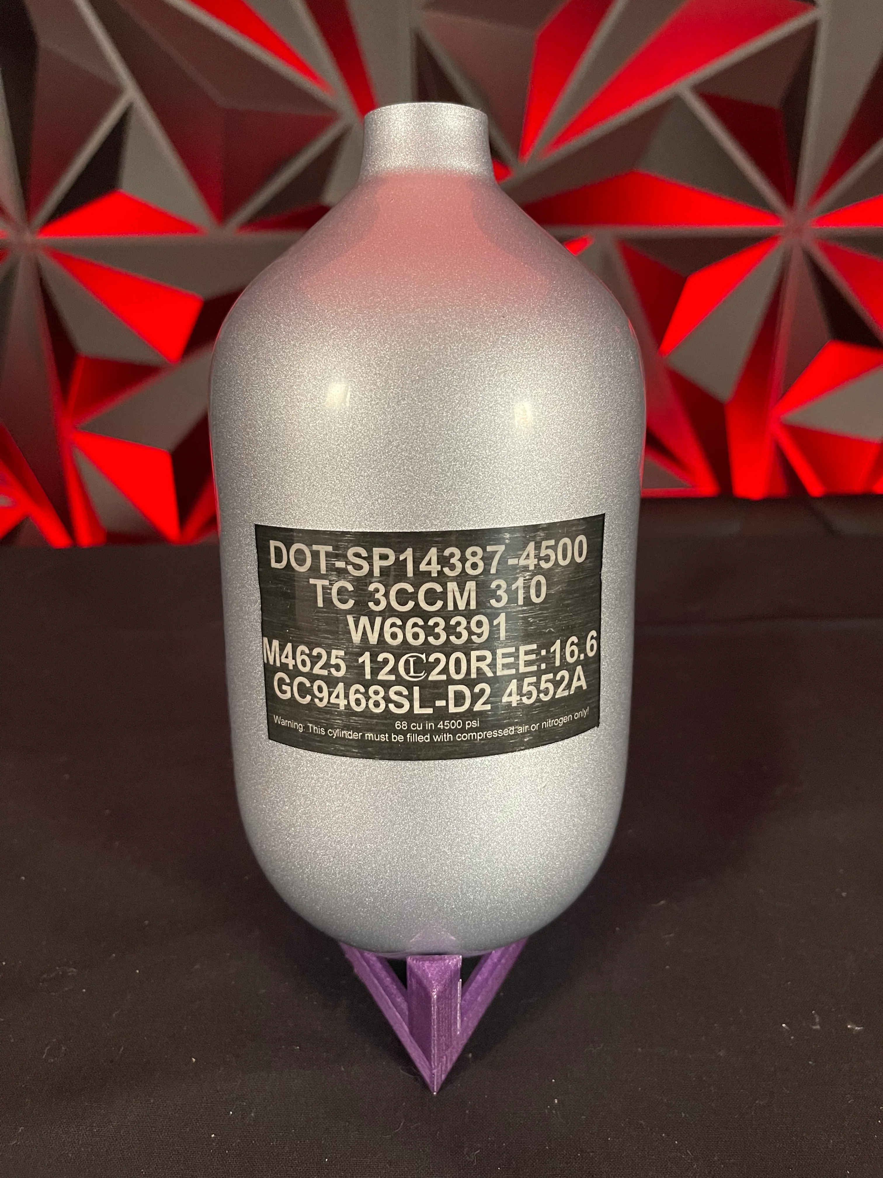 Used Infamous 68/4500 Diamond Series Skeleton Air Paintball Tank - BOTTLE ONLY - Silver/Black - Image 2