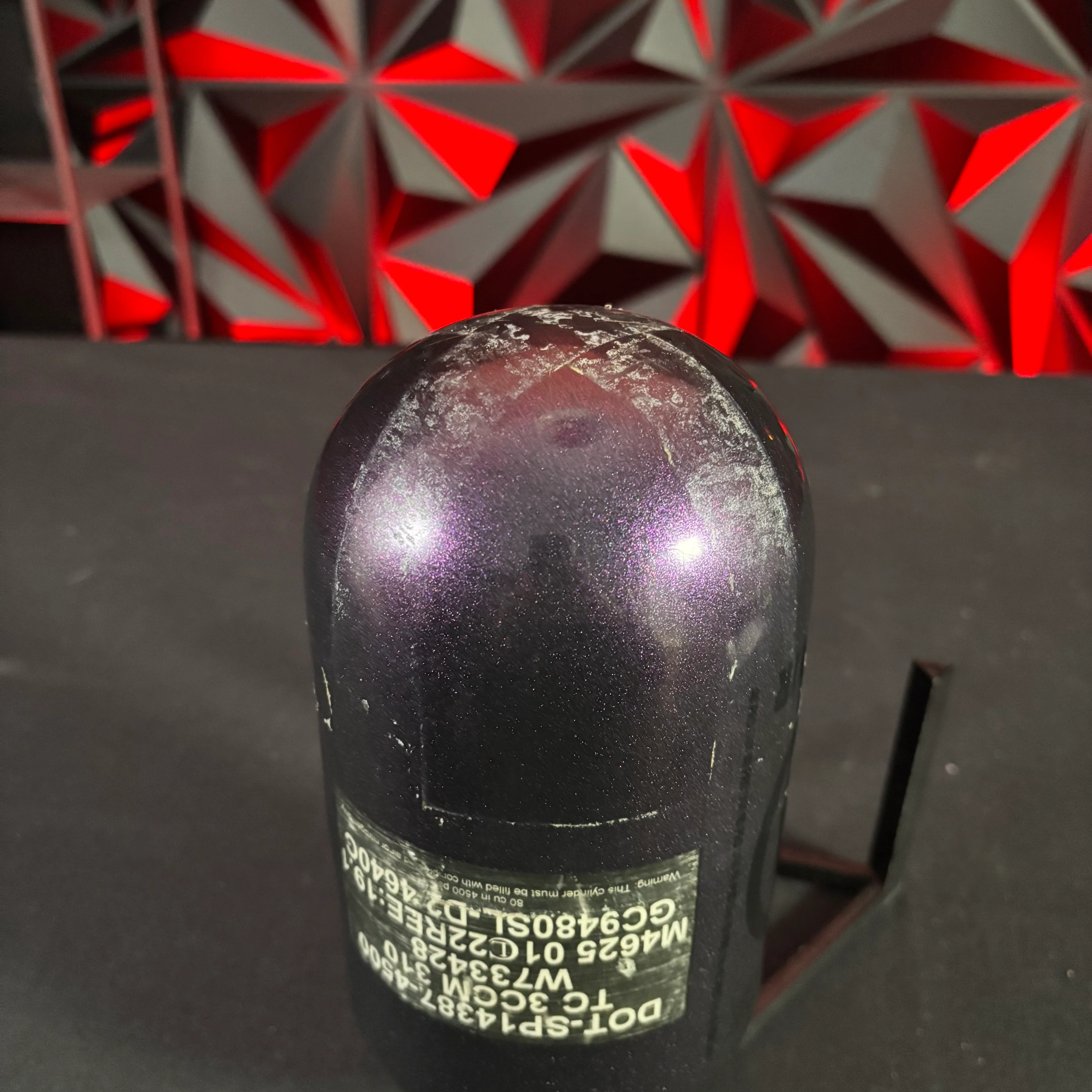 Used Infamous 80/4500 Skeleton Air Paintball Tank - Black Cherry *Bottle Only* - Image 3