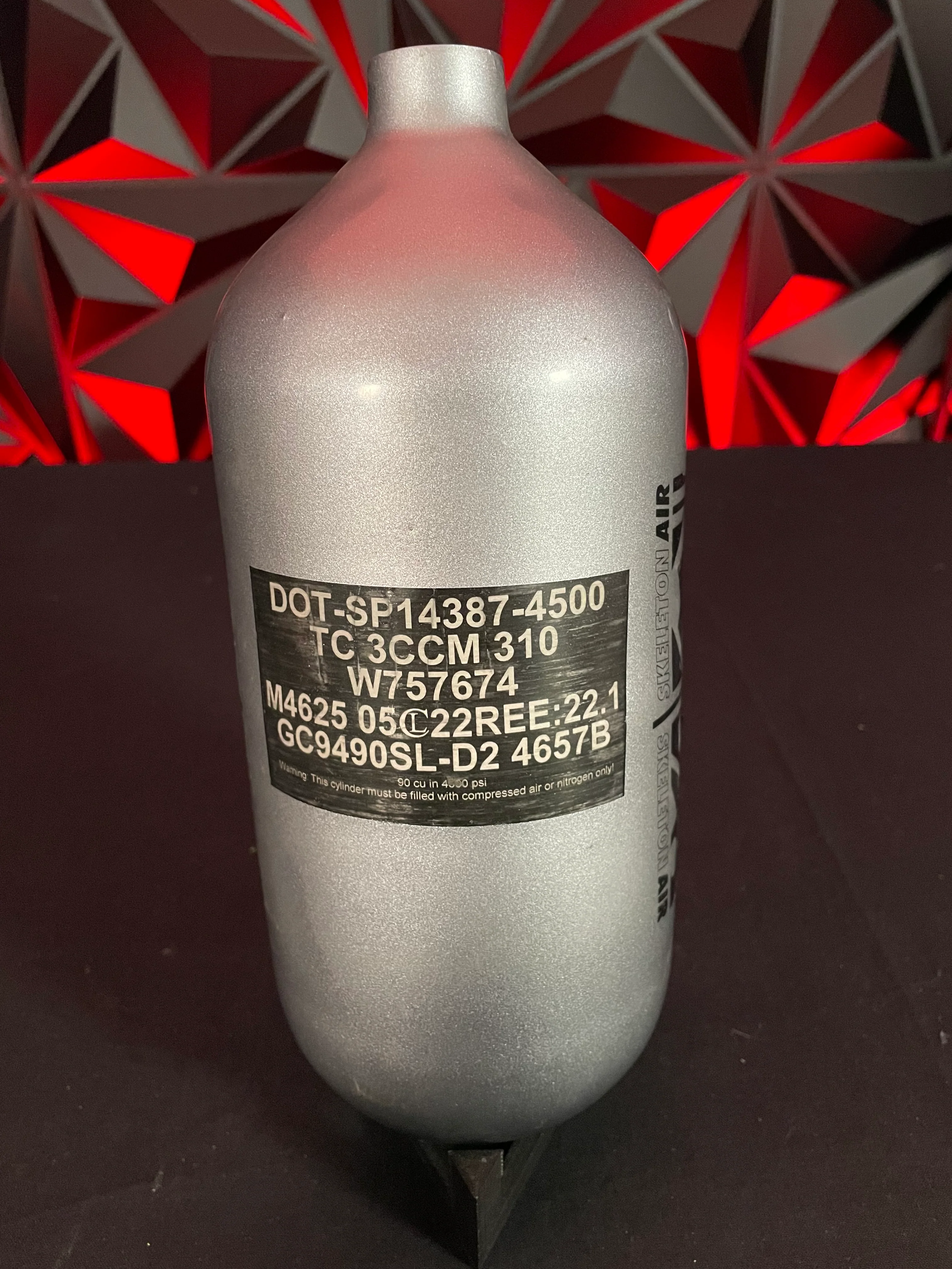Used Infamous 90/4500 Diamond Series Skeleton Air Paintball Tank - BOTTLE ONLY - Image 2